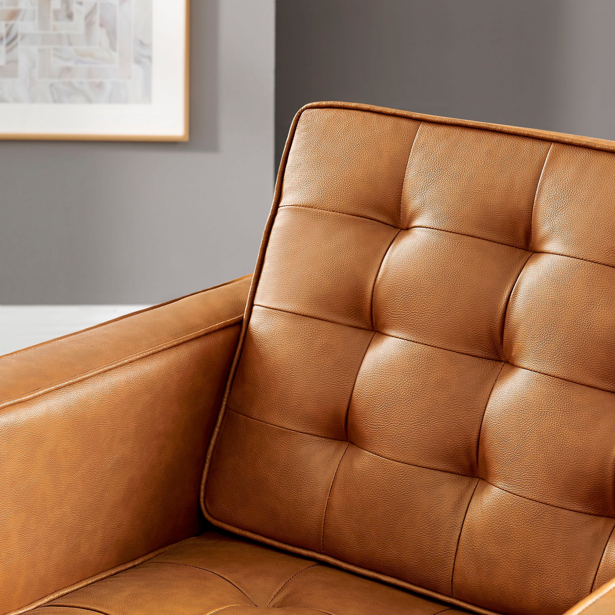 Loft Tufted Vegan Leather Armchair, Silver Tan