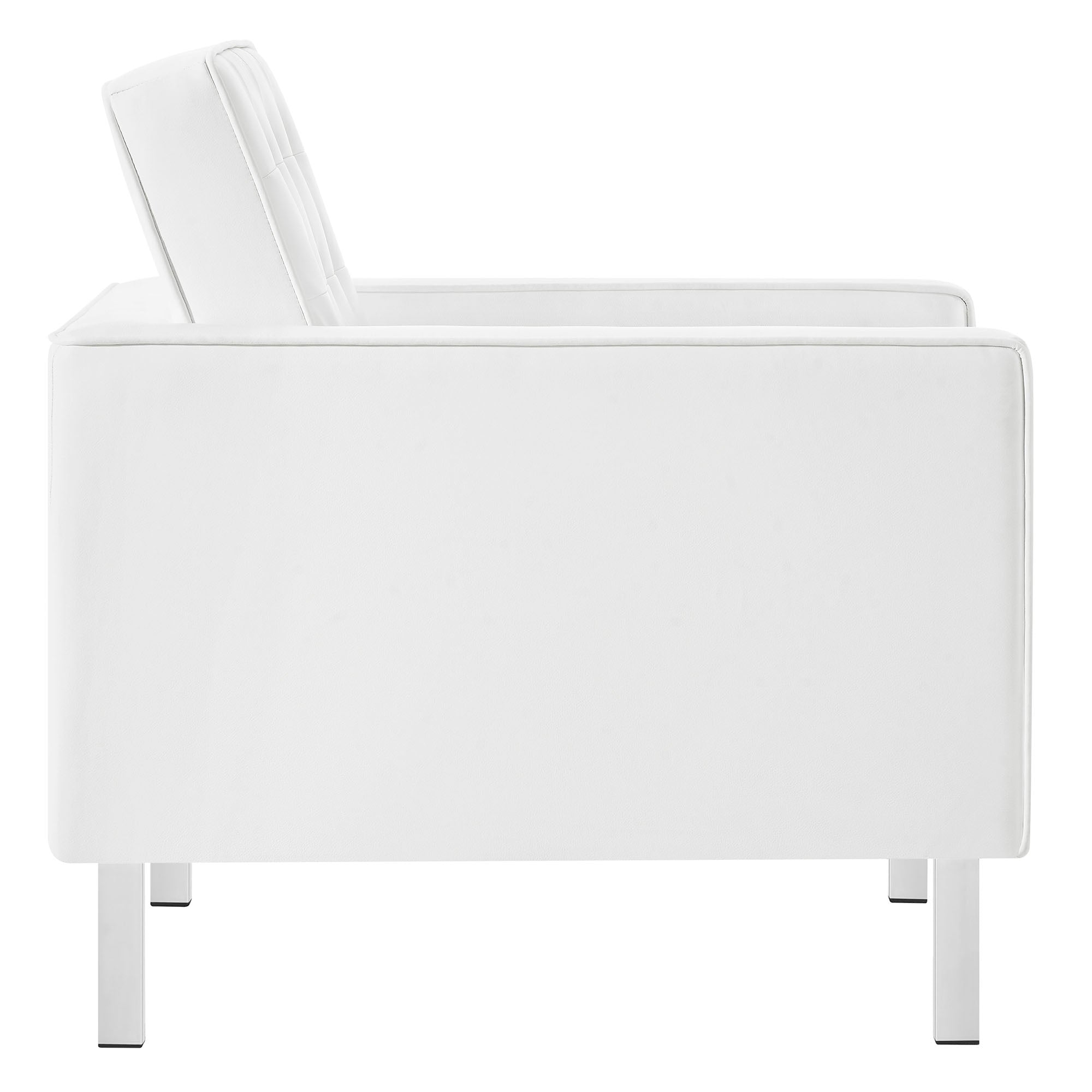 Loft Tufted Vegan Leather Armchair, Silver White