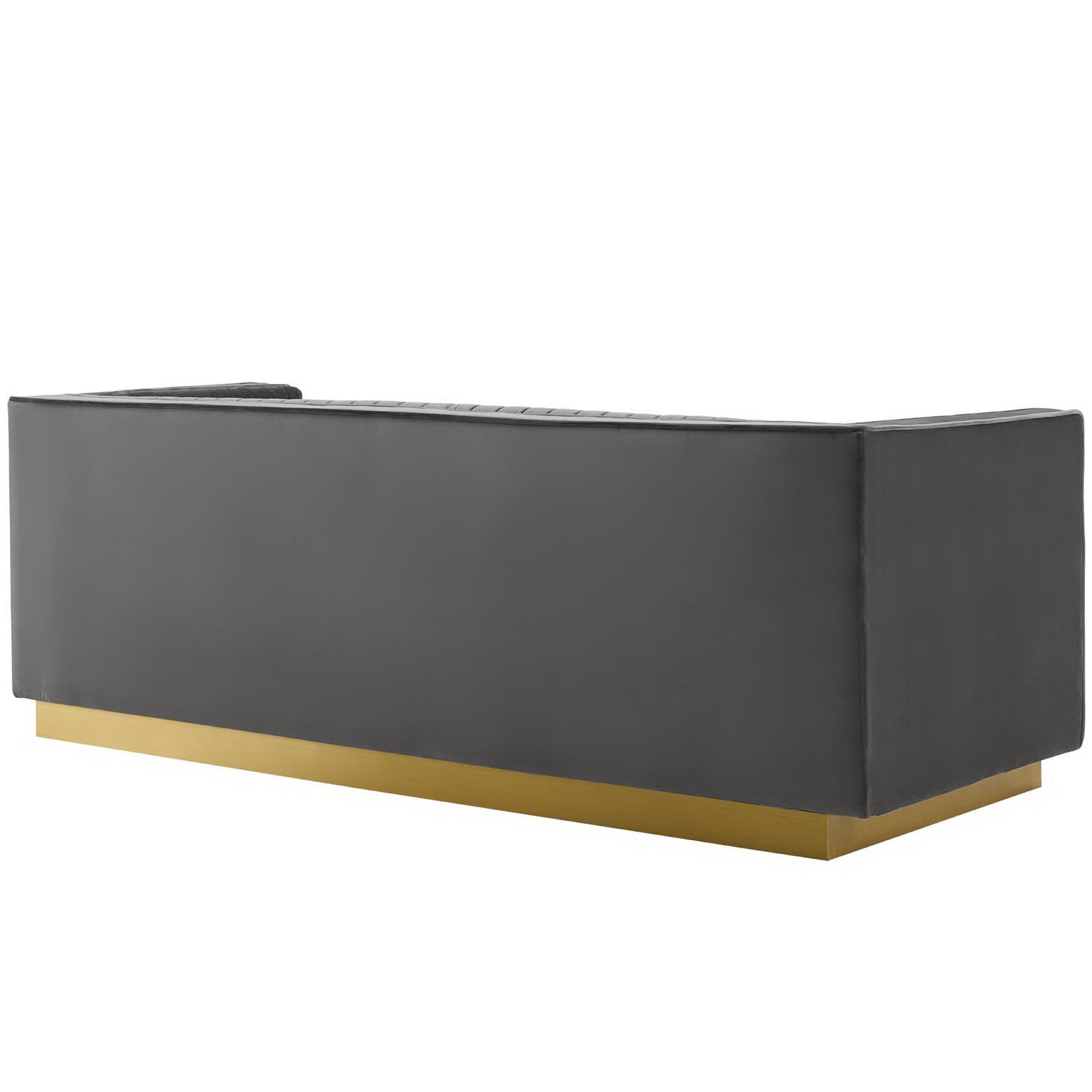 Sanguine Vertical Channel Tufted Performance Velvet Sofa, Gray
