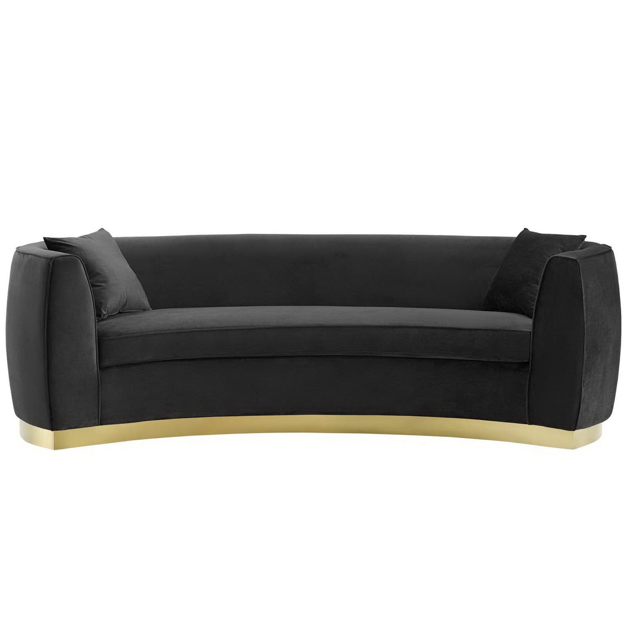 Resolute Curved Performance Velvet Sofa, Black