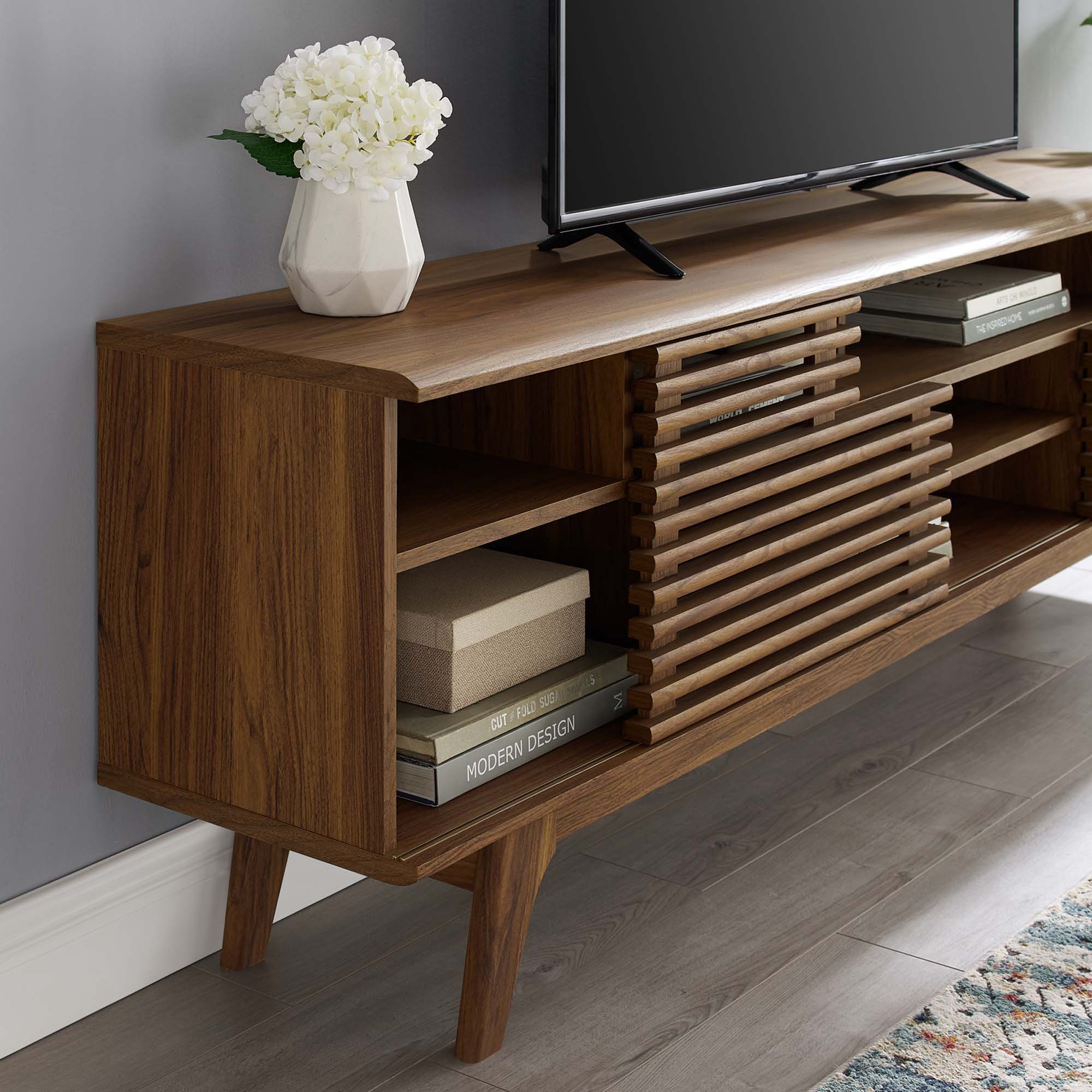 Render 71" Media Console TV Stand, Walnut