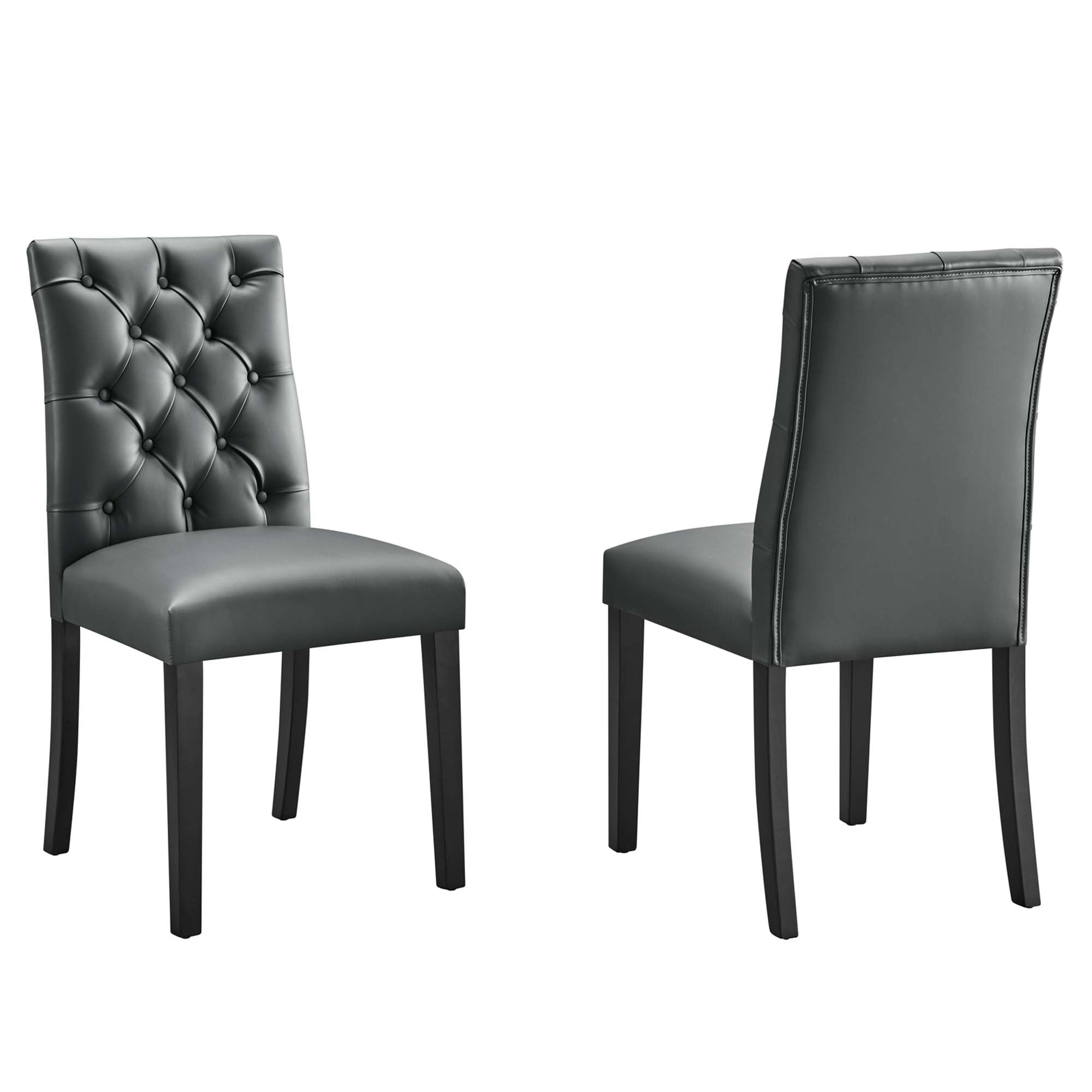 Duchess Vinyl Dining Chair Set of 2, Gray