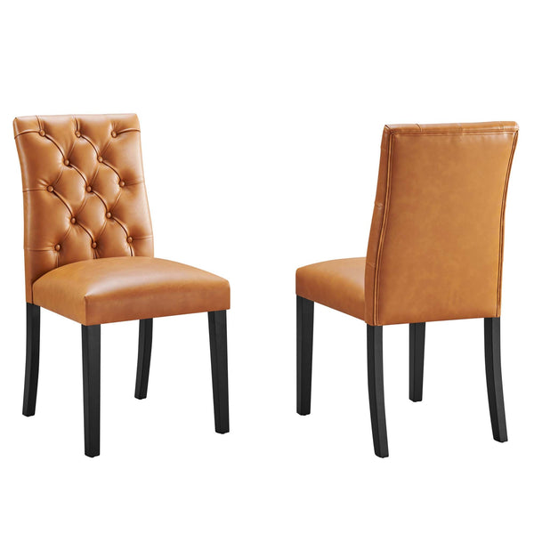 Duchess Vinyl Dining Chair Set of 2, Tan
