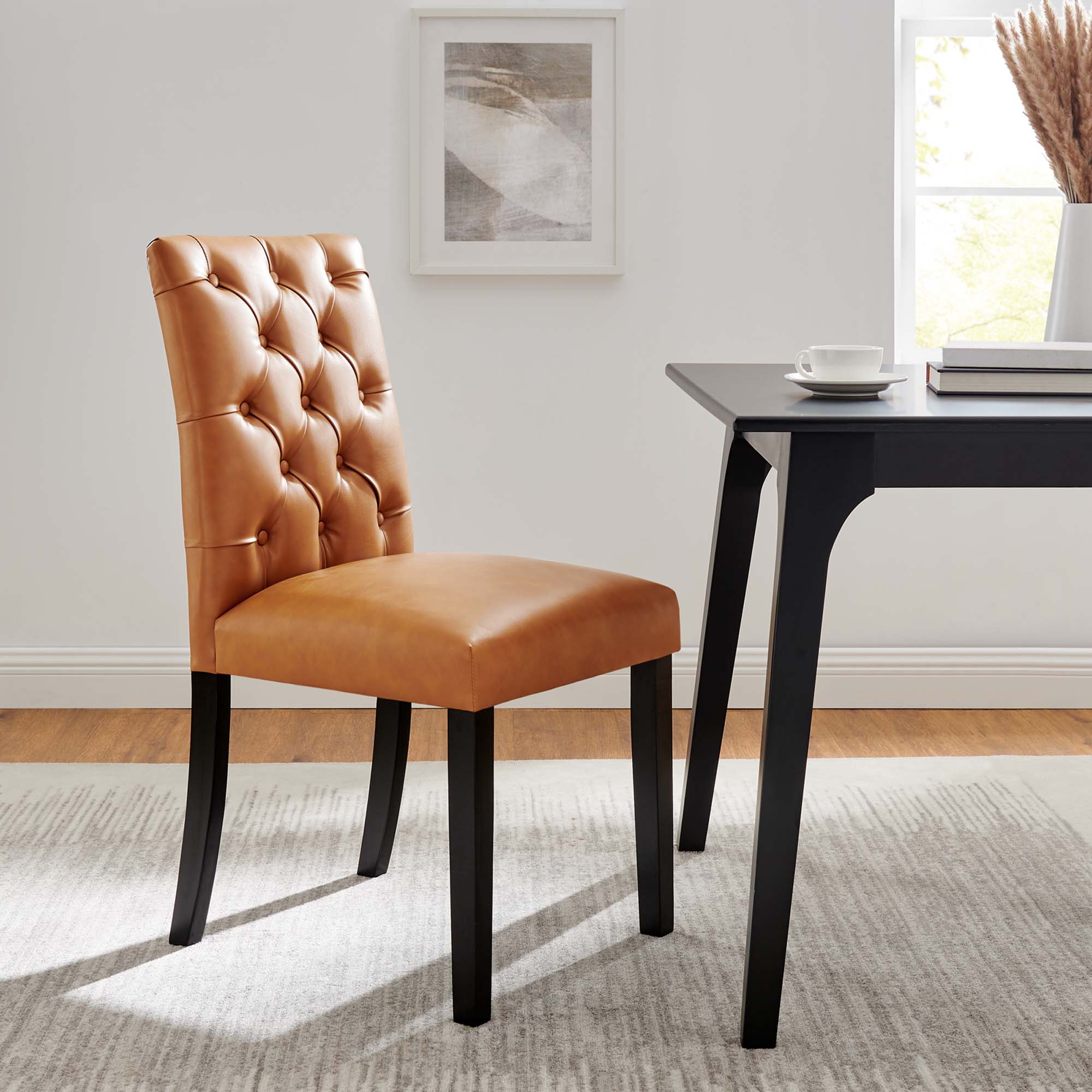 Duchess Vinyl Dining Chair Set of 2, Tan