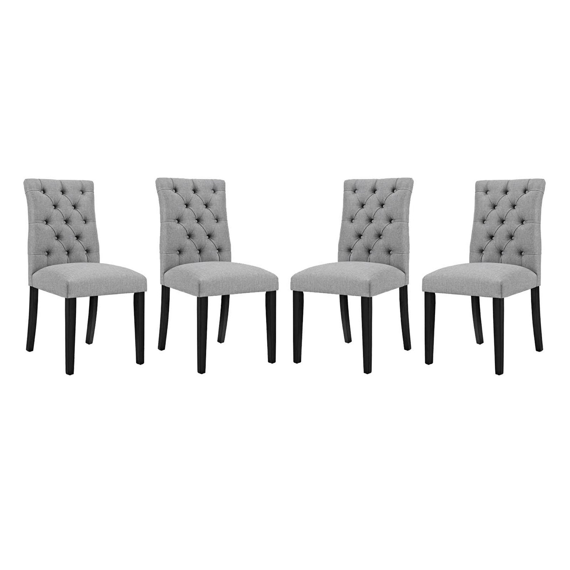 Duchess Fabric Dining Chair Set of 4, Light Gray