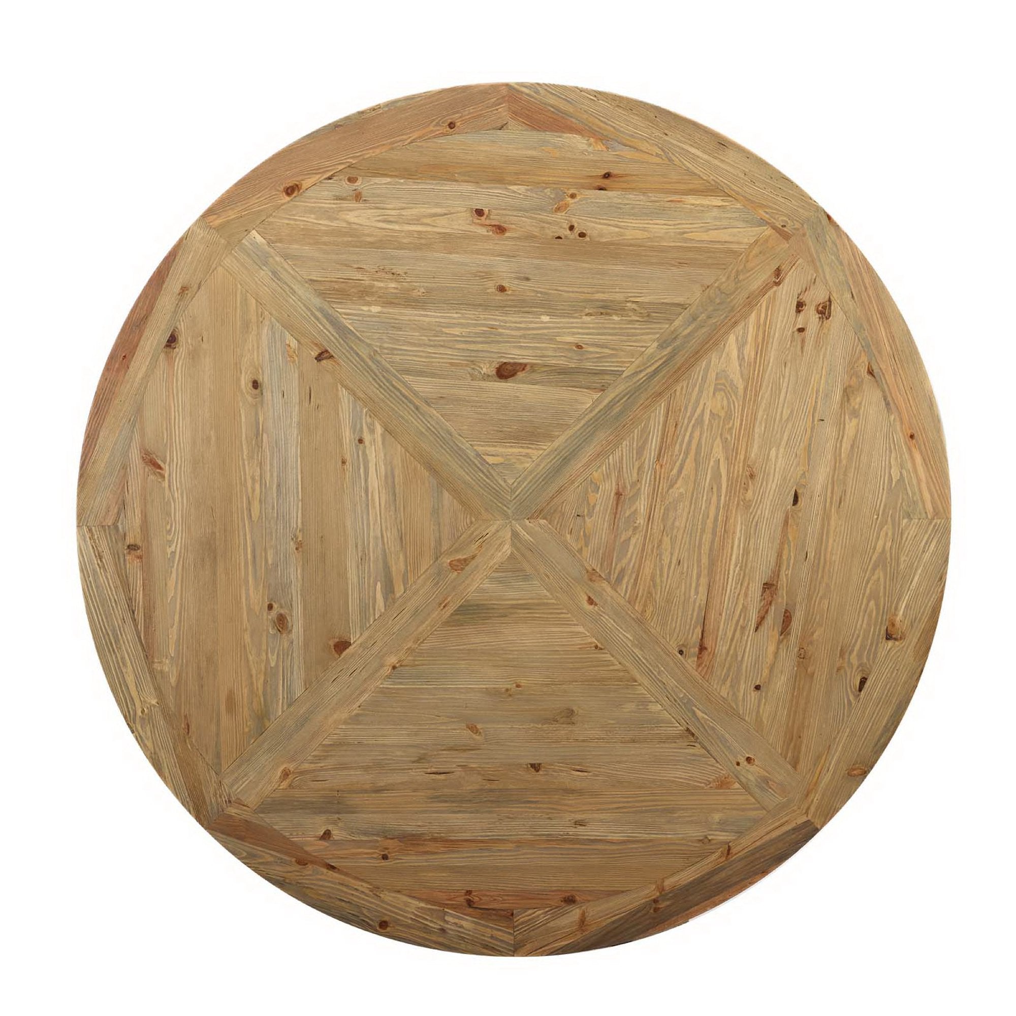 Stitch 71" Round Pine Wood Dining Table, Brown