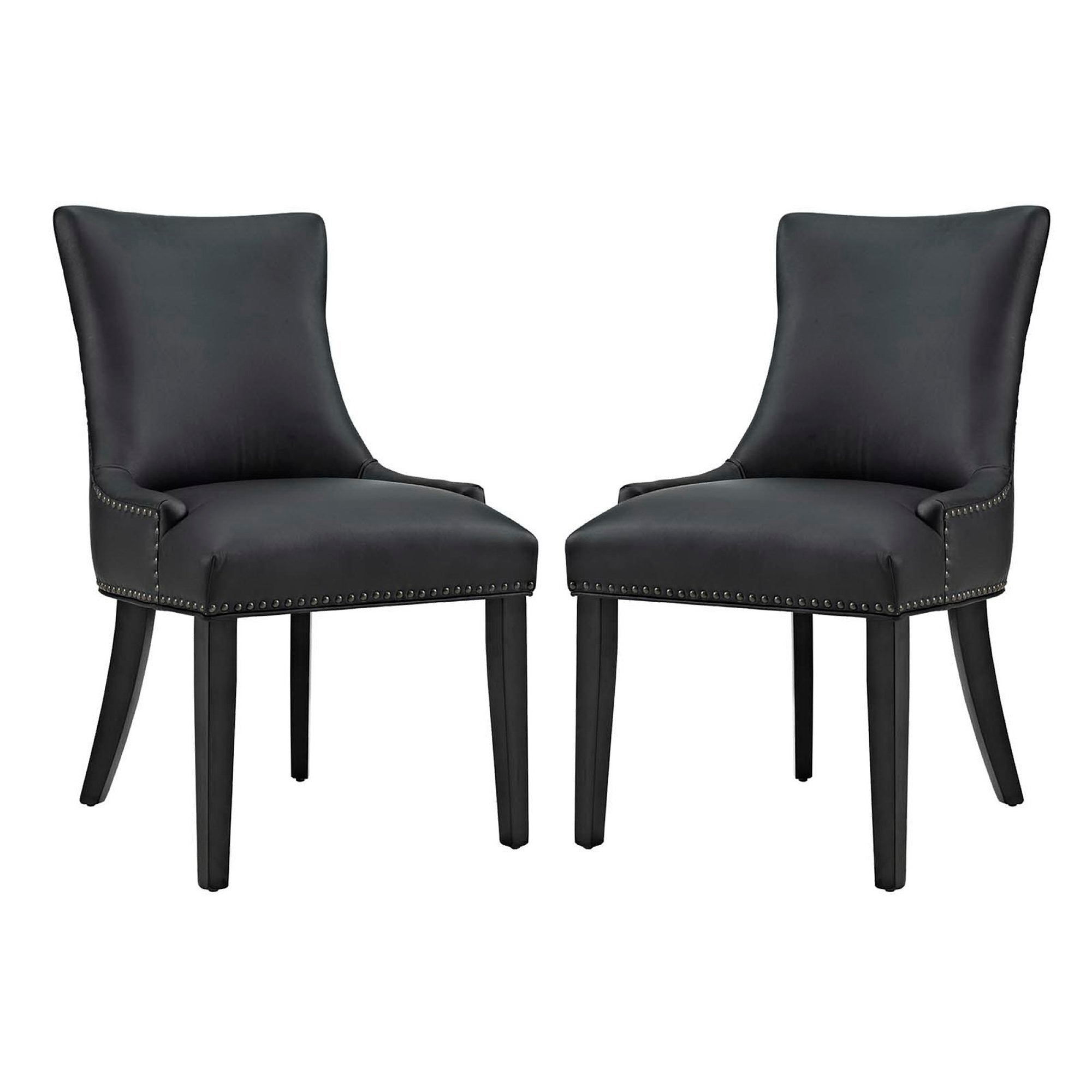 Marquis Faux Leather Dining Chair Set of 2, Black