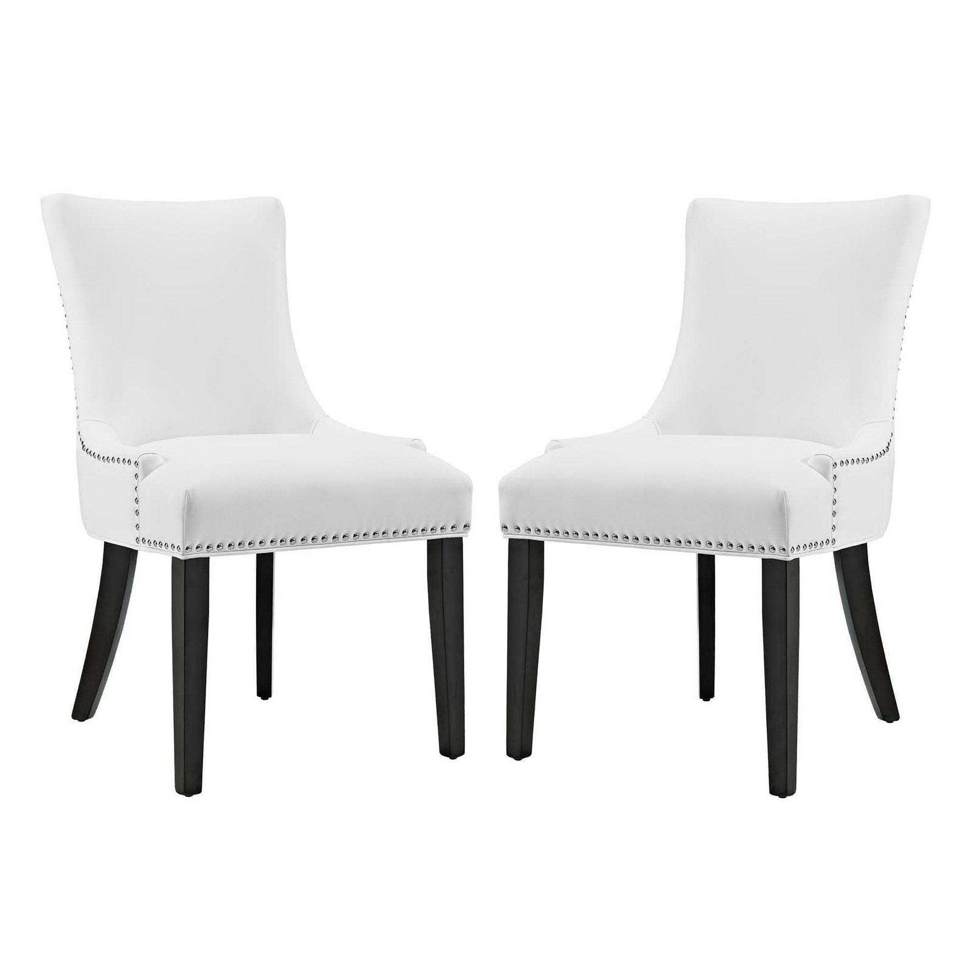 Marquis Faux Leather Dining Chair Set of 2, White