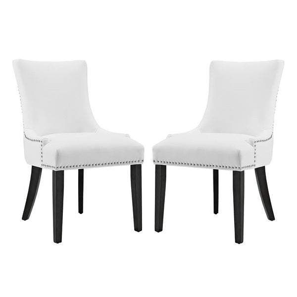 Marquis Faux Leather Dining Chair Set of 2, White