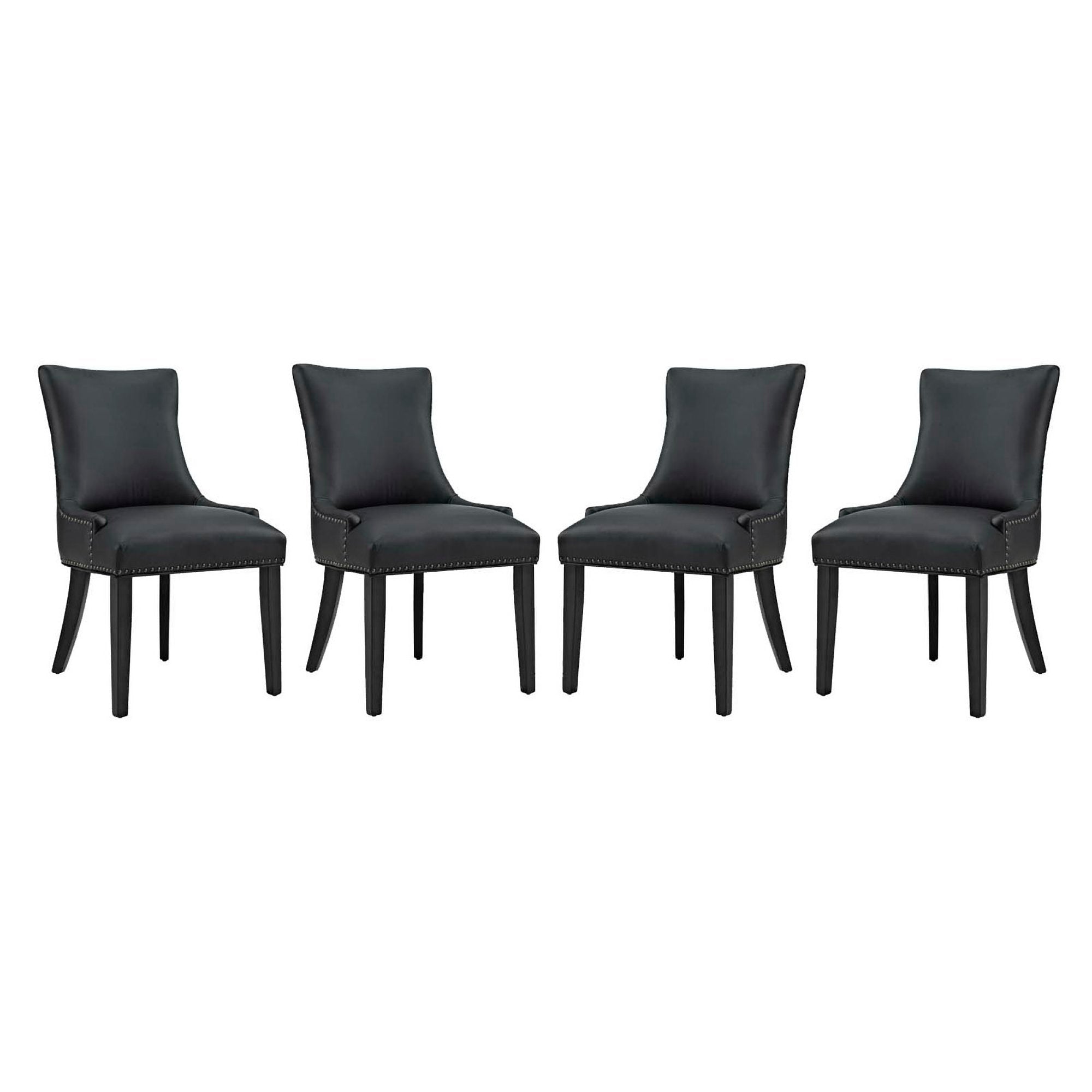 Marquis Faux Leather Dining Chair Set of 4, Black