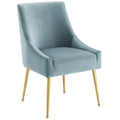 Discern Upholstered Performance Velvet Dining Chair, Light Blue