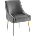 Discern Pleated Back Upholstered Performance Velvet Dining Chair, Gray