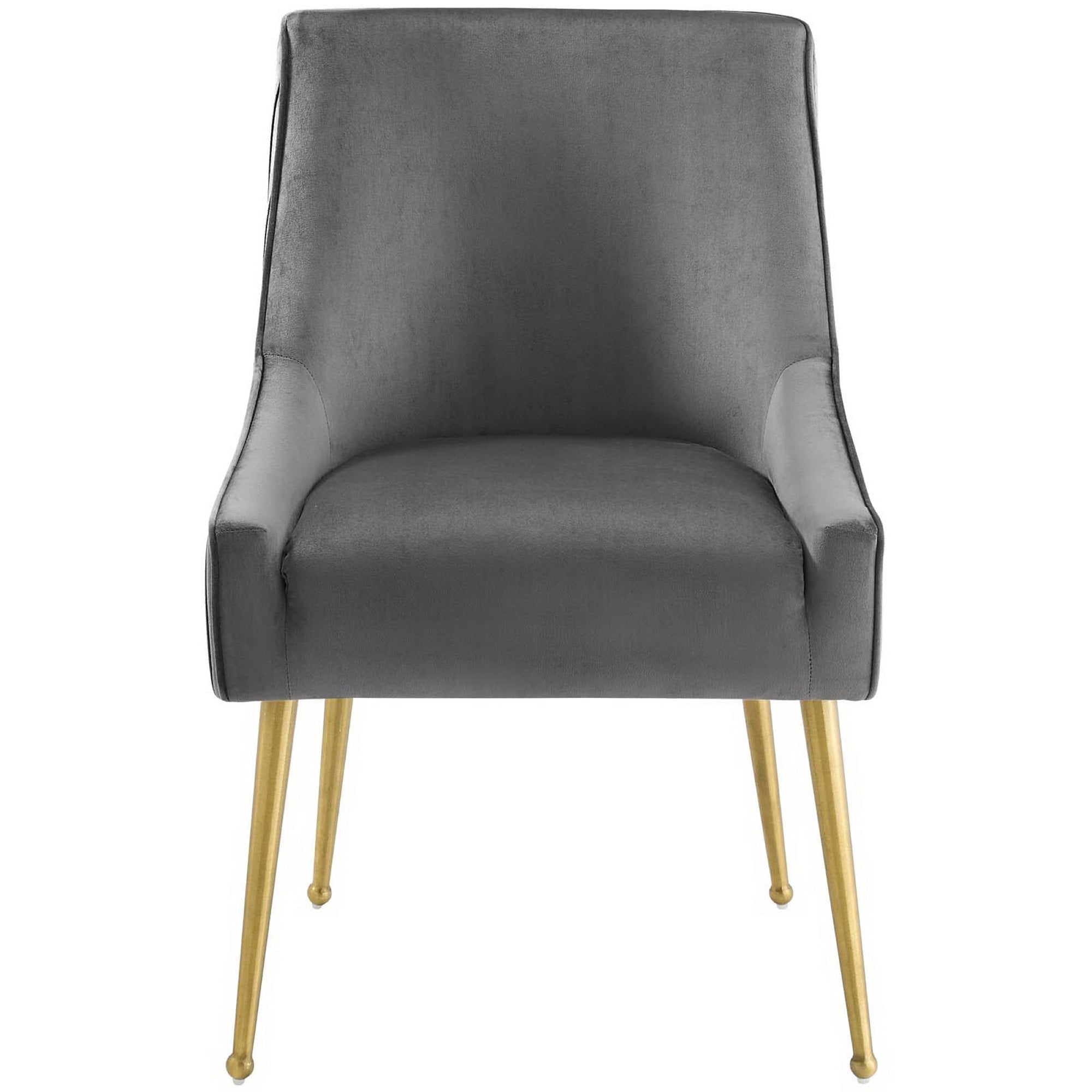 Discern Pleated Back Upholstered Performance Velvet Dining Chair, Gray