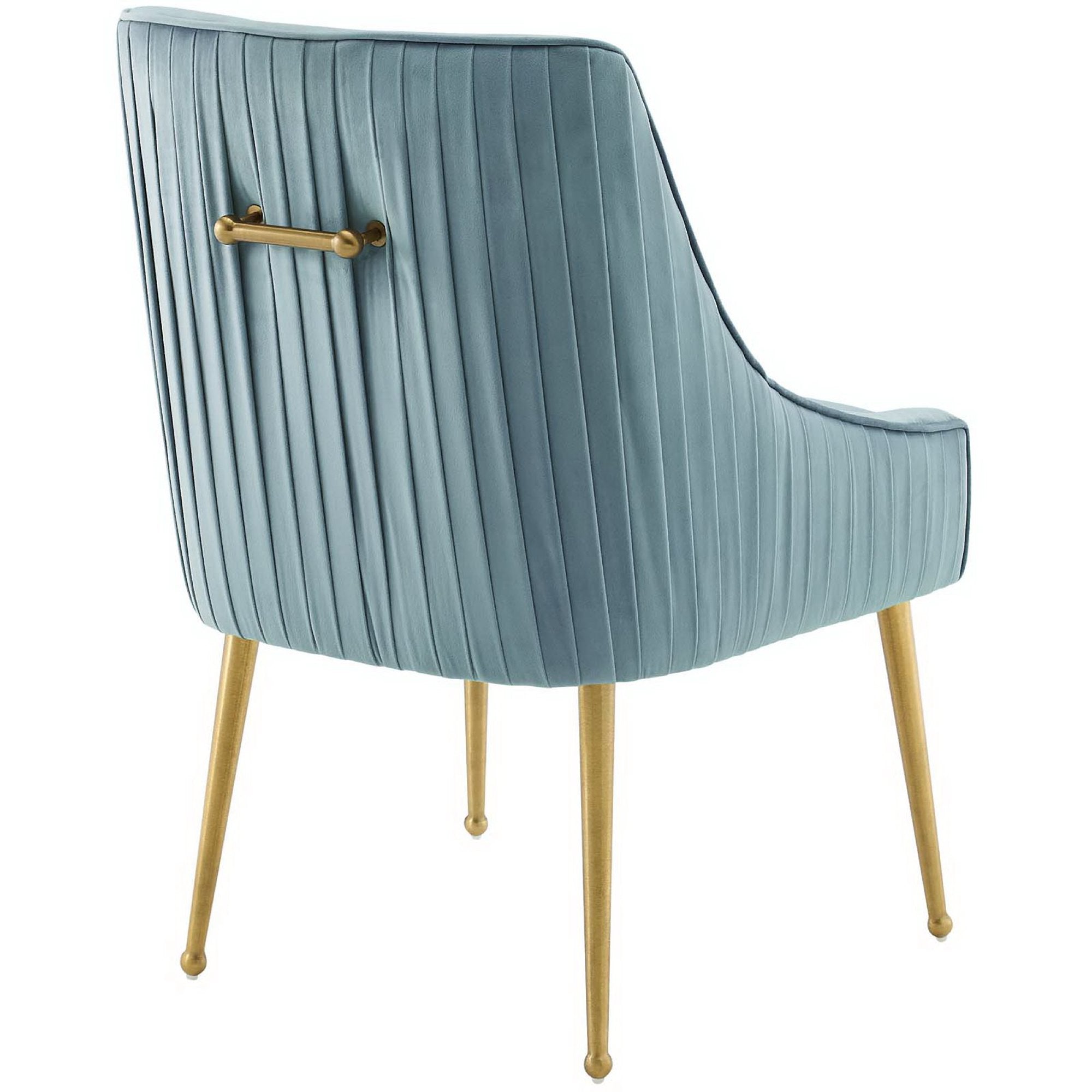 Discern Pleated Back Upholstered Performance Velvet Dining Chair, Light Blue