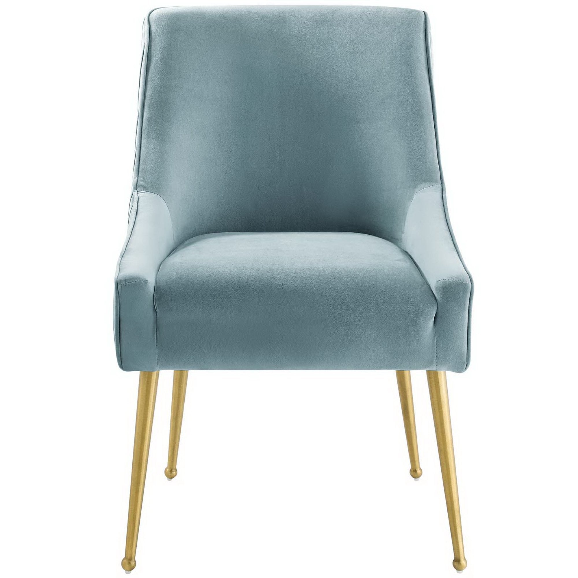 Discern Pleated Back Upholstered Performance Velvet Dining Chair, Light Blue