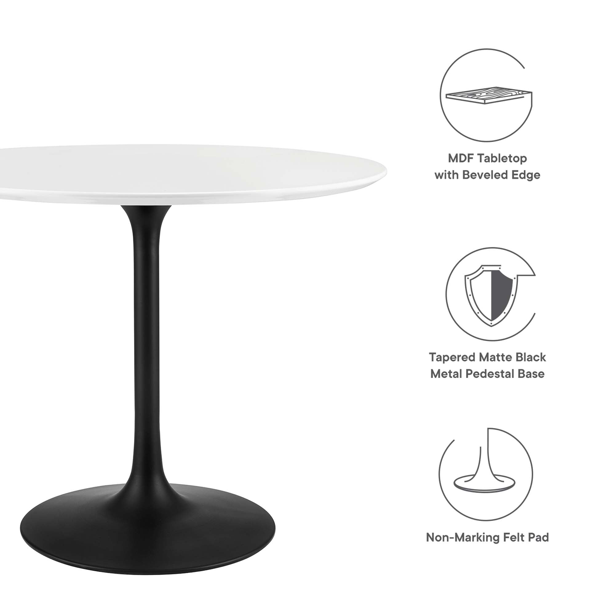 Lippa 36" Round Wood Dining Table, Black White