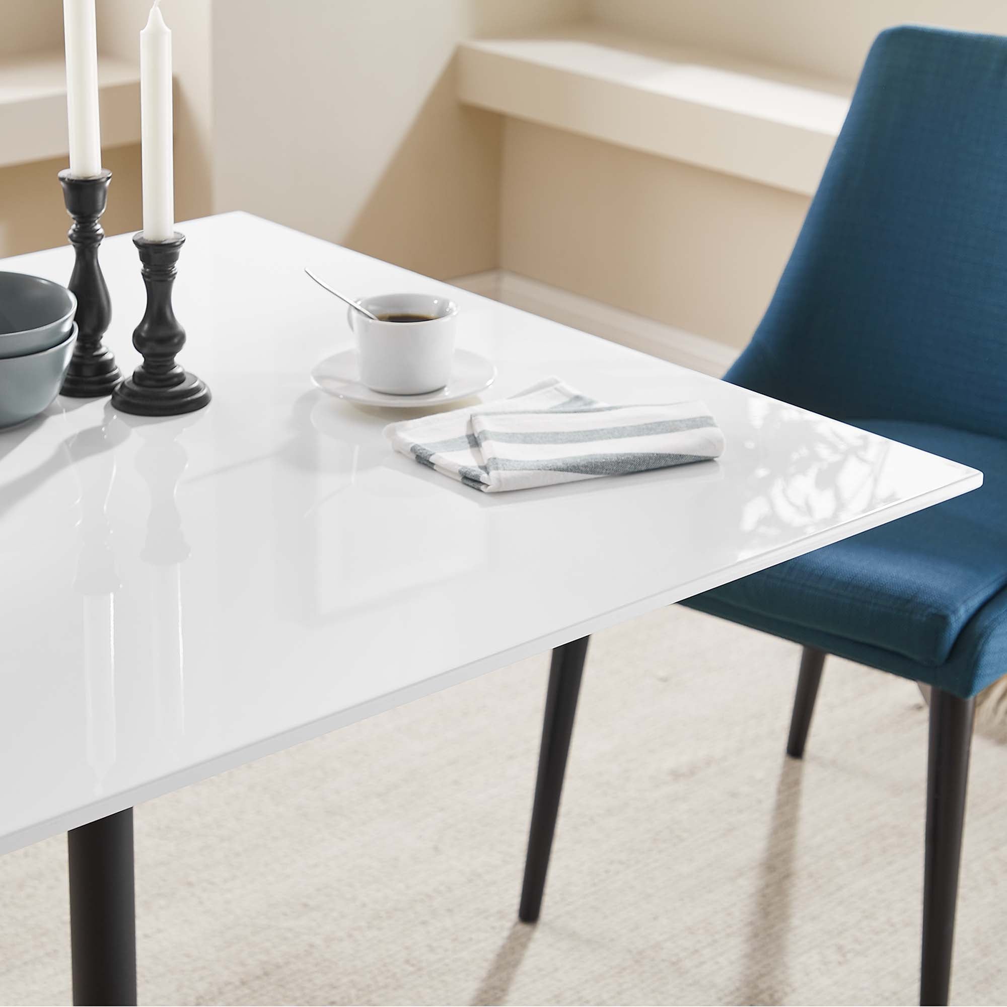 Lippa 36" Square Wood Dining Table, Black White