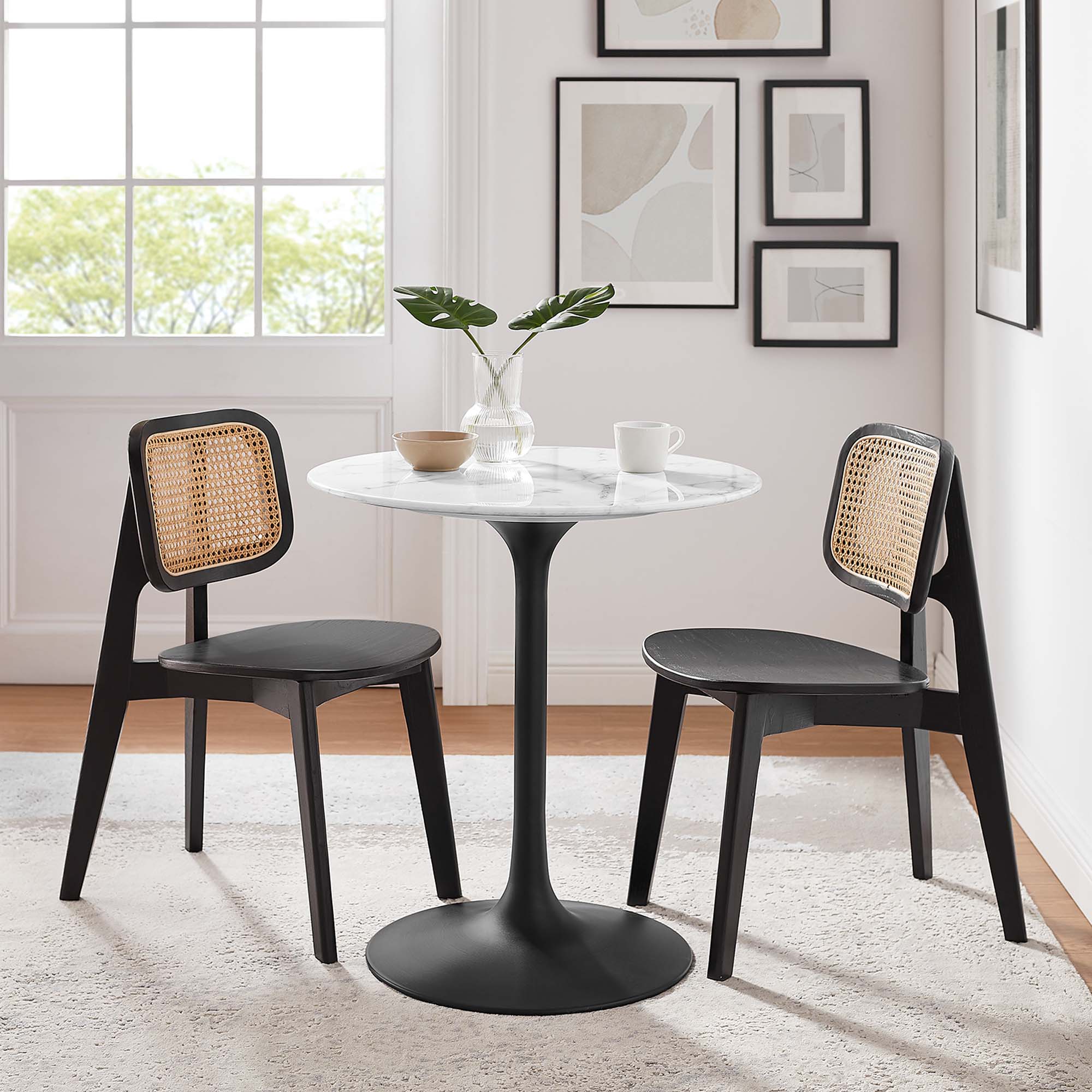 Lippa 28" Round Faux Marble Dining Table, Black White