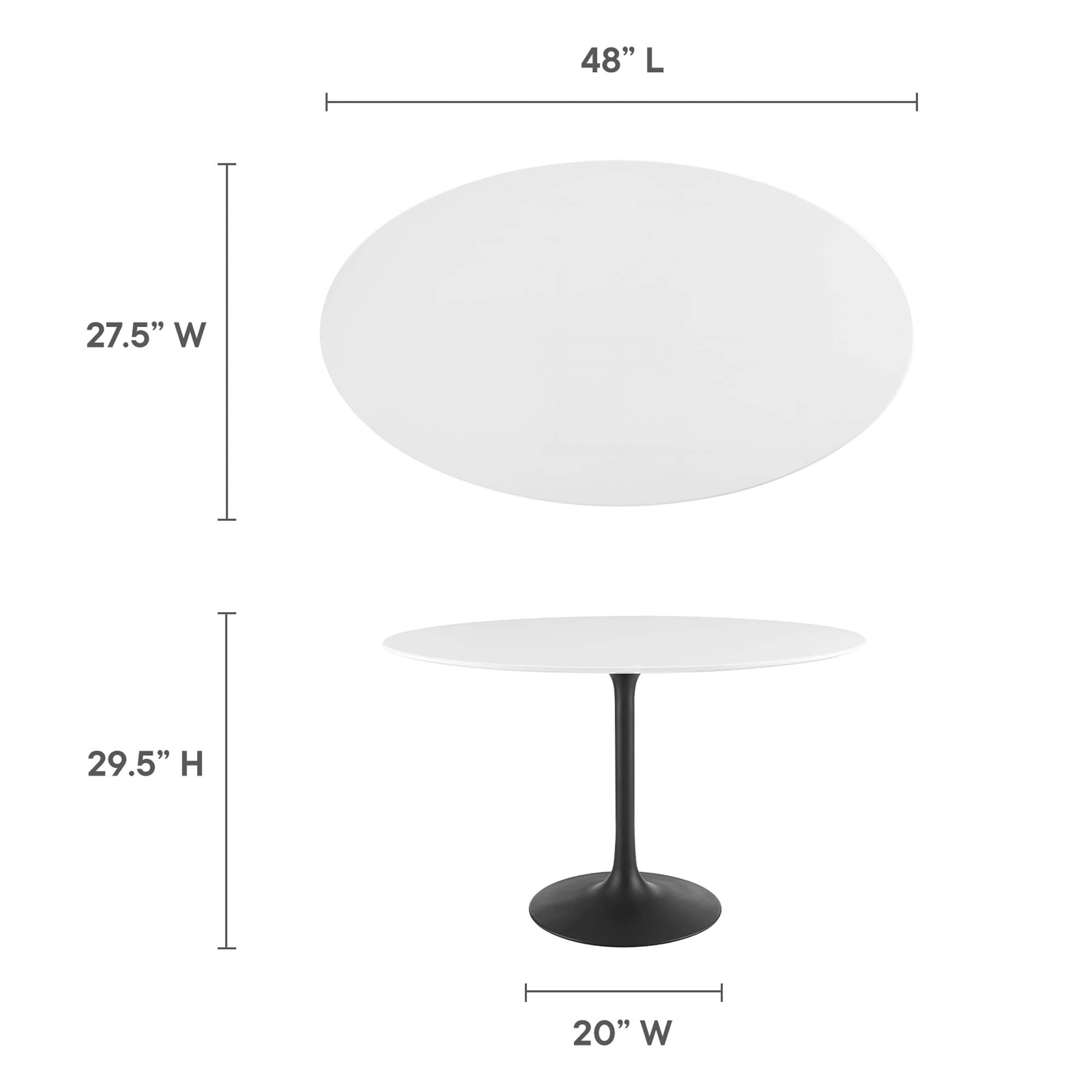 Lippa 48" Oval Wood Dining Table, Black White