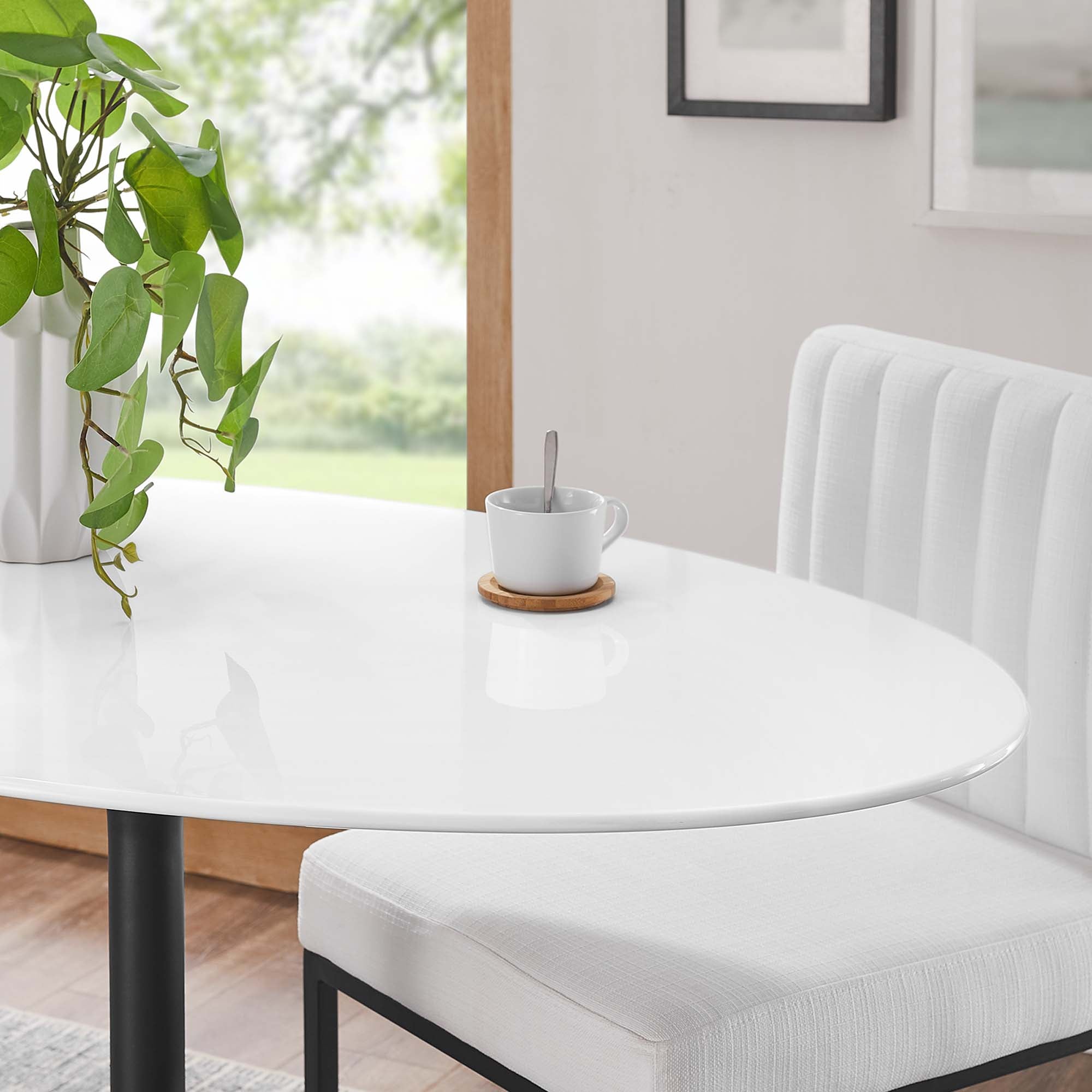 Lippa 48" Oval Wood Dining Table, Black White