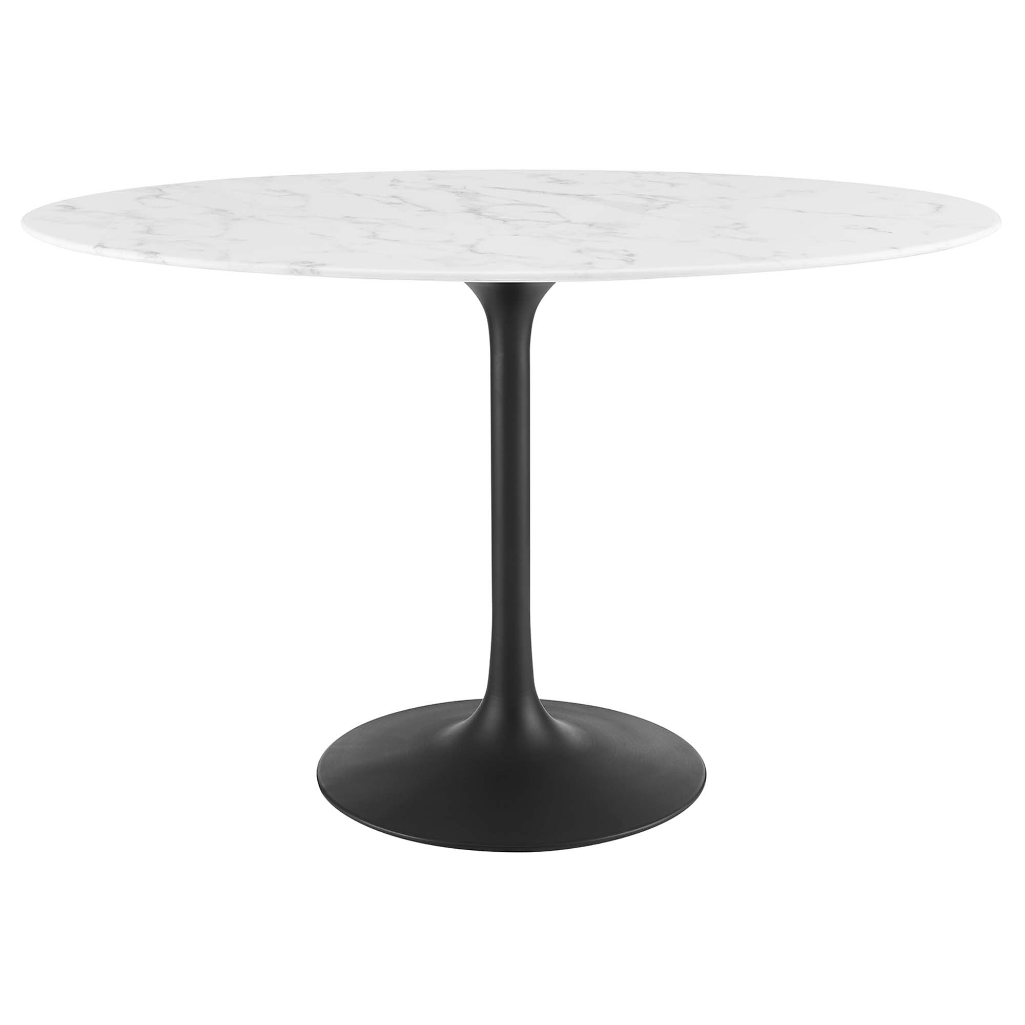 Lippa 48" Oval Faux Marble Dining Table, Black White