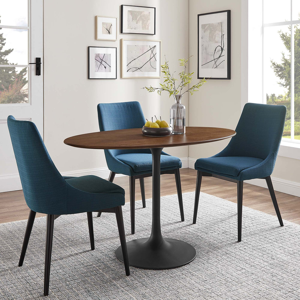 Lippa 48" Oval Wood Dining Table, Black Walnut