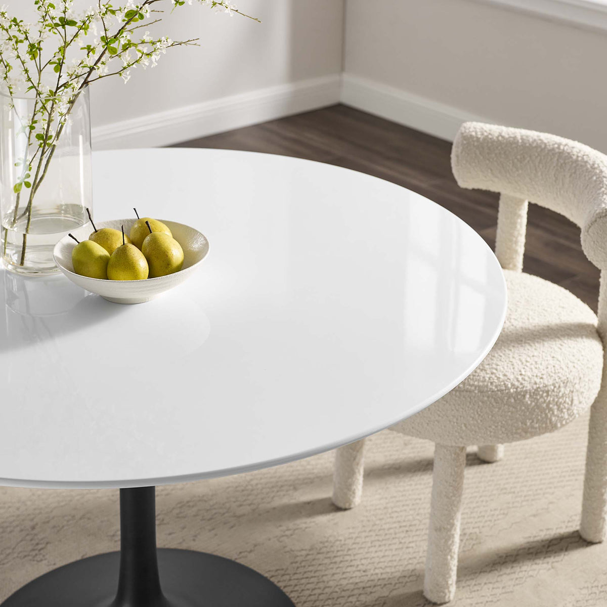 Lippa 48" Round Wood Dining Table, Black White