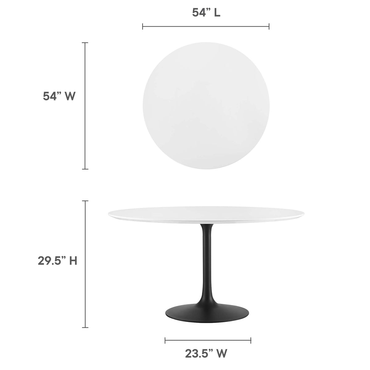 Lippa 54" Round Wood Dining Table, Black White