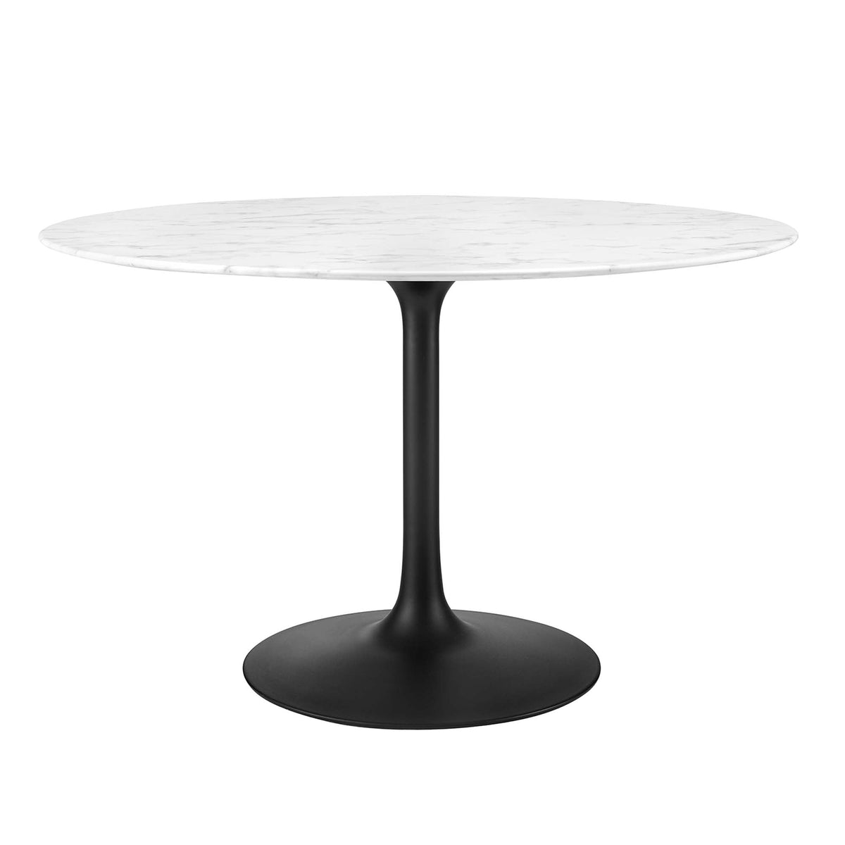 Lippa 48" Round Faux Marble Dining Table, Black White