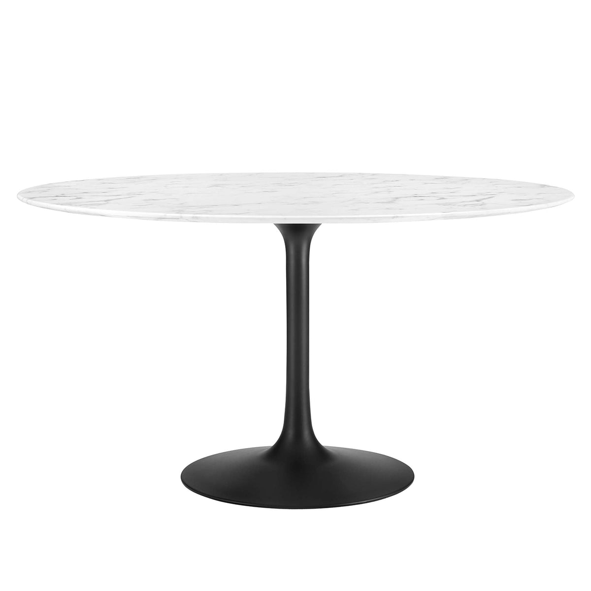 Lippa 54" Round Faux Marble Dining Table, Black White