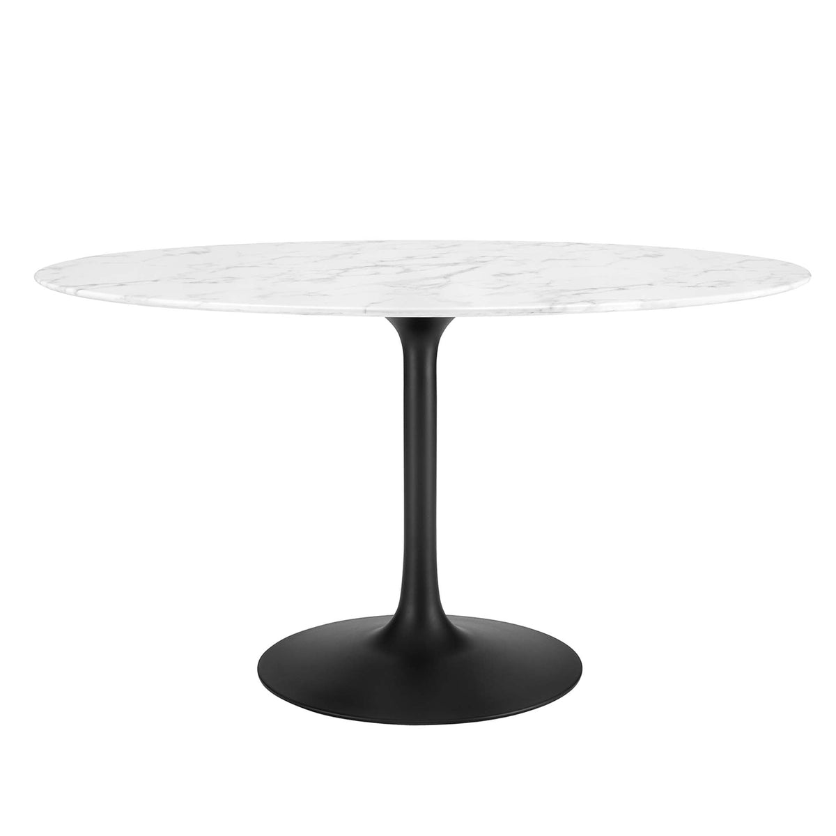Lippa 54" Oval Faux Marble Dining Table, Black White