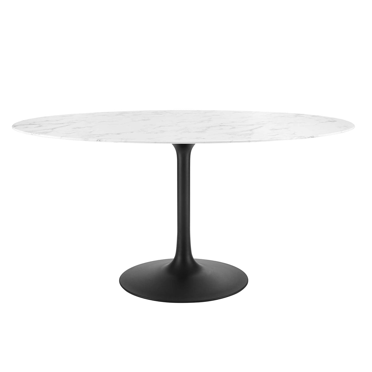 Lippa 60" Oval Faux Marble Dining Table, Black White