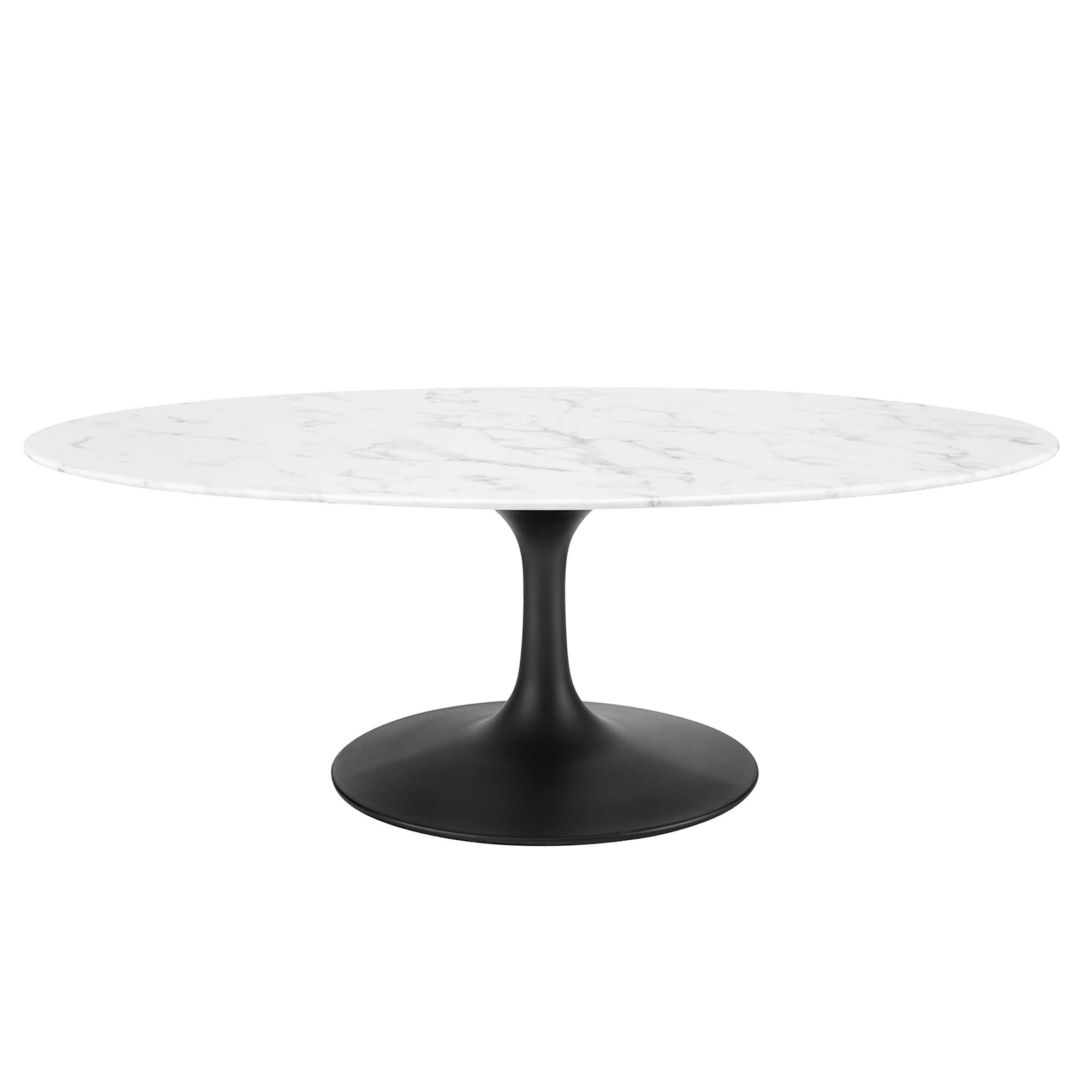 Lippa 48" Oval Faux Marble Coffee Table, Black White