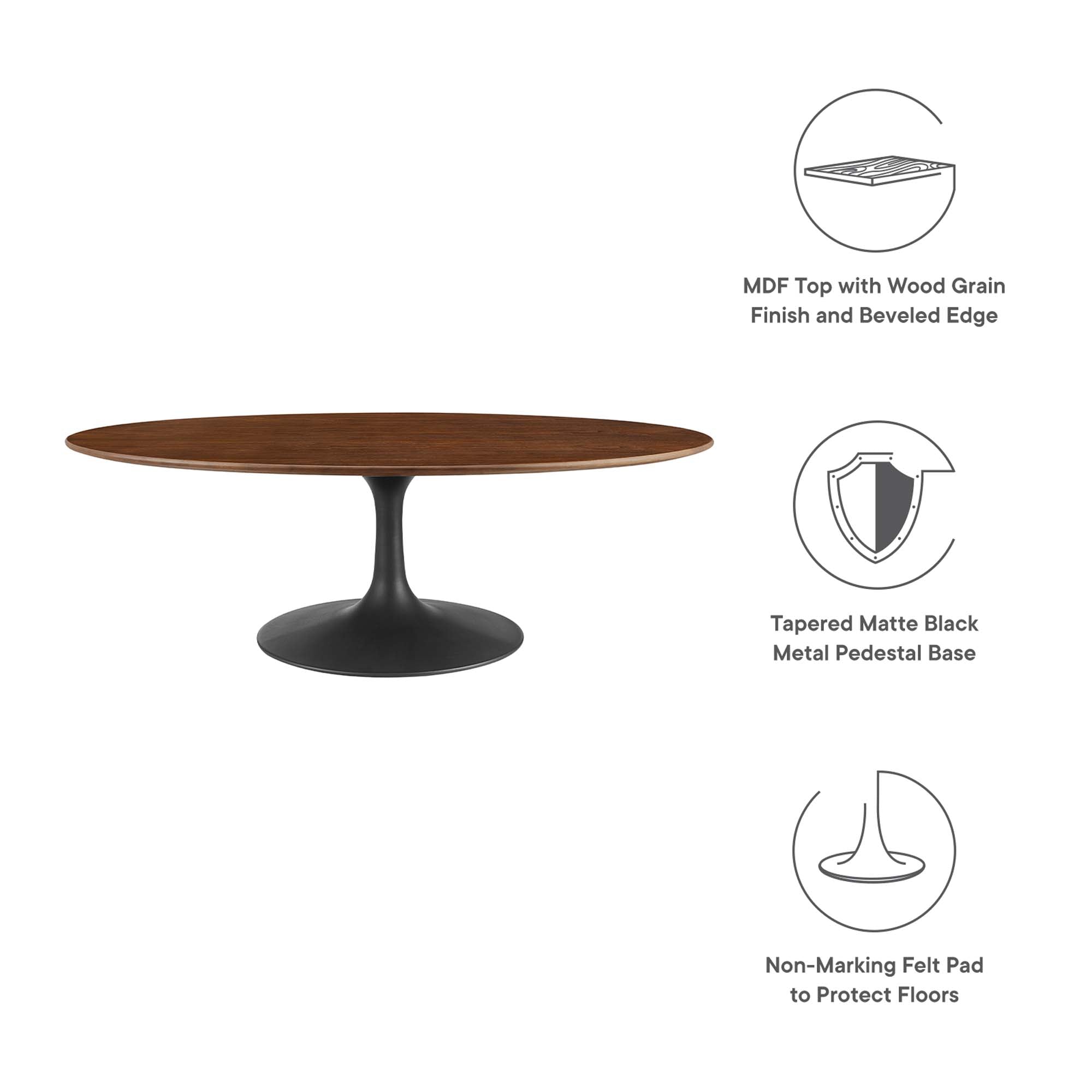 Lippa 48" Oval Wood Coffee Table, Black Walnut