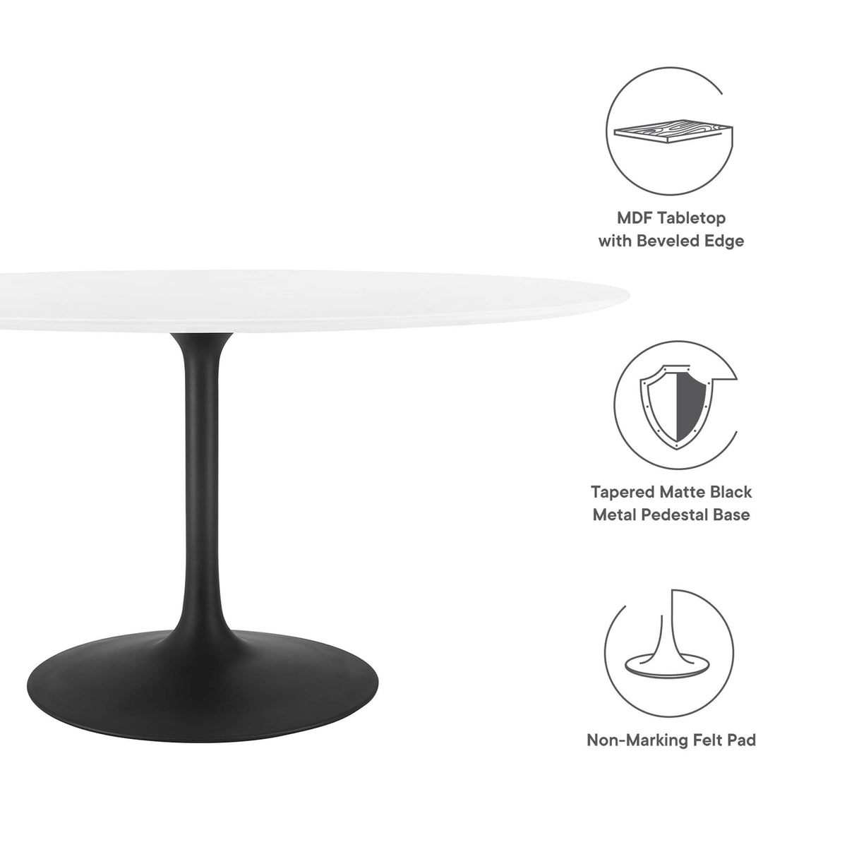 Lippa 60" Oval Wood Dining Table, Black White