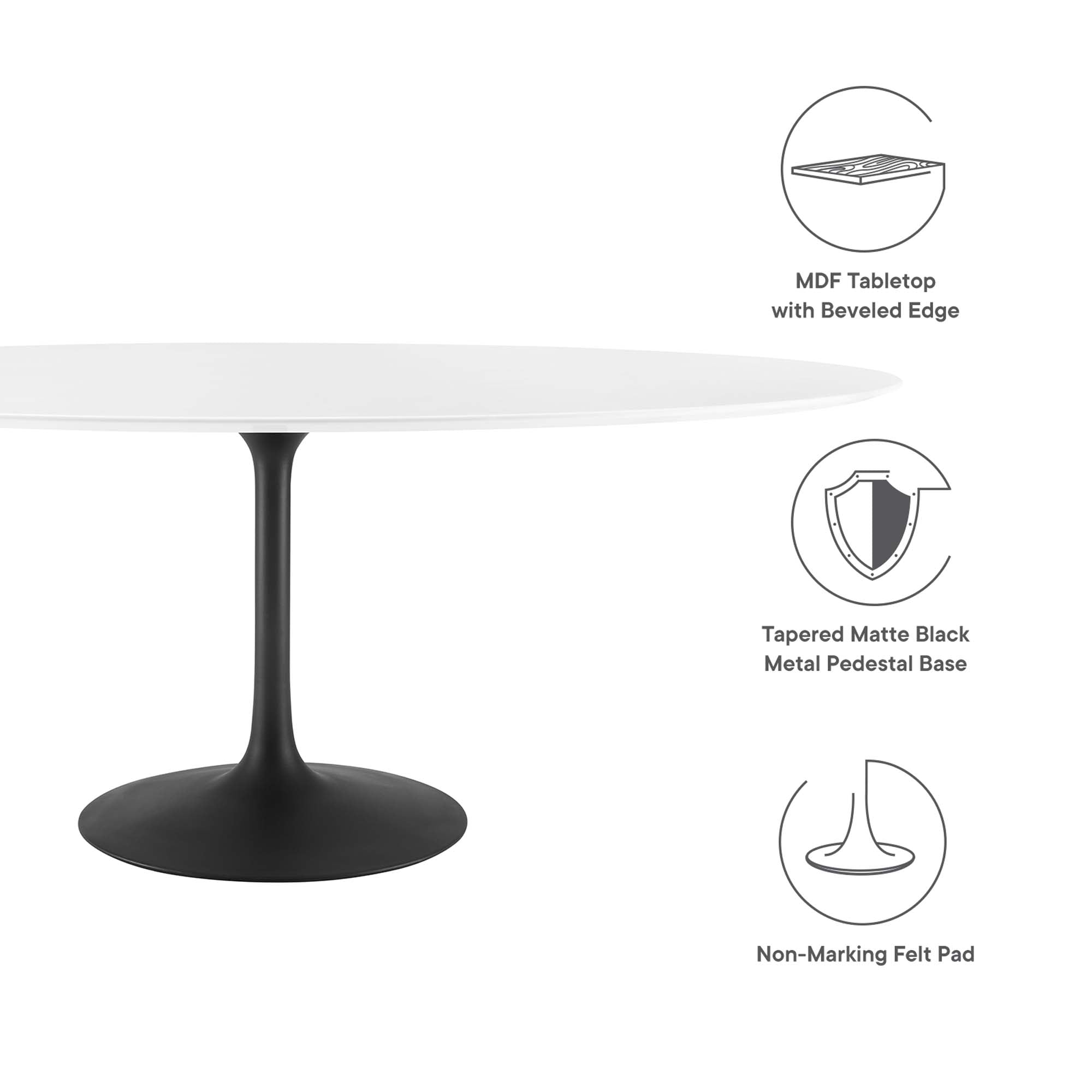 Lippa 78" Oval Wood Dining Table, Black White