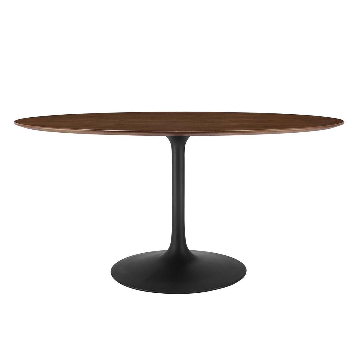 Lippa 60" Oval Walnut Wood Dining Table, Black Walnut
