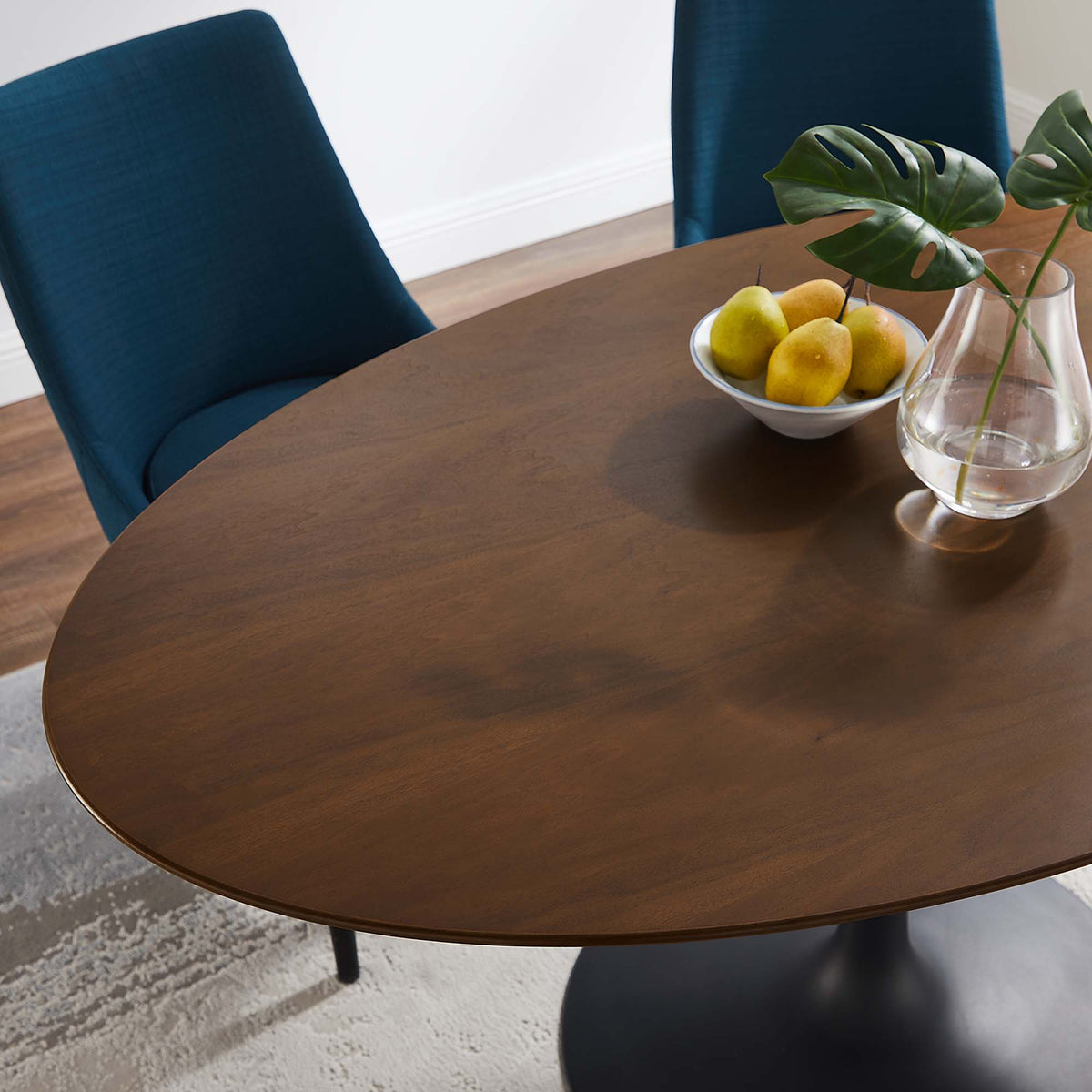 Lippa 60" Oval Walnut Wood Dining Table, Black Walnut