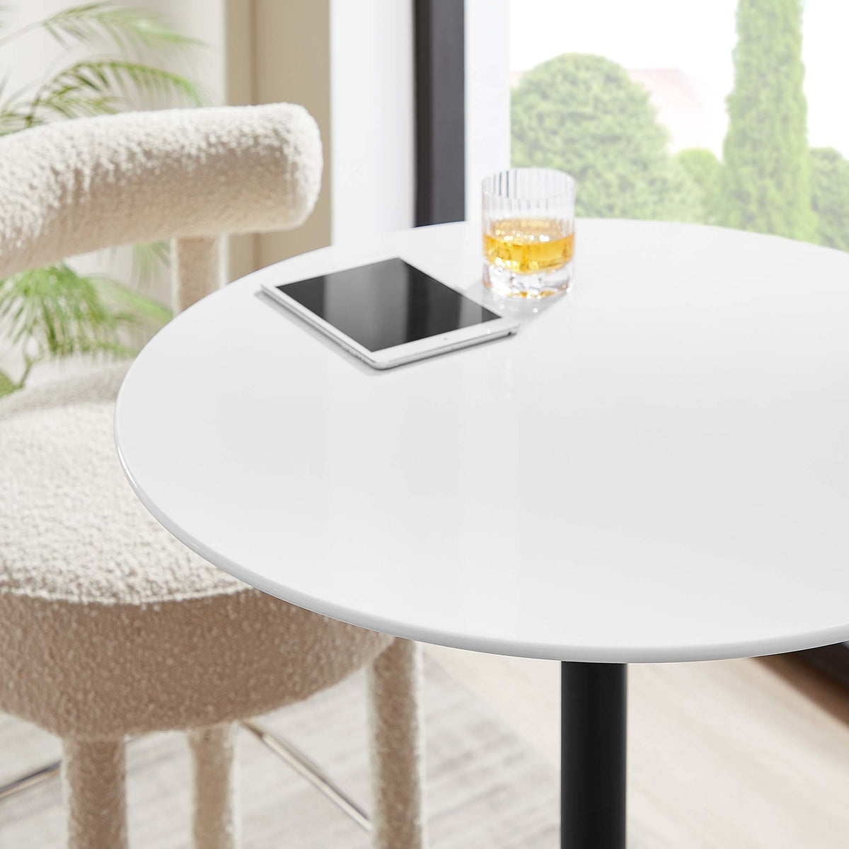 Lippa 28" Round Wood Bar Table, Black White