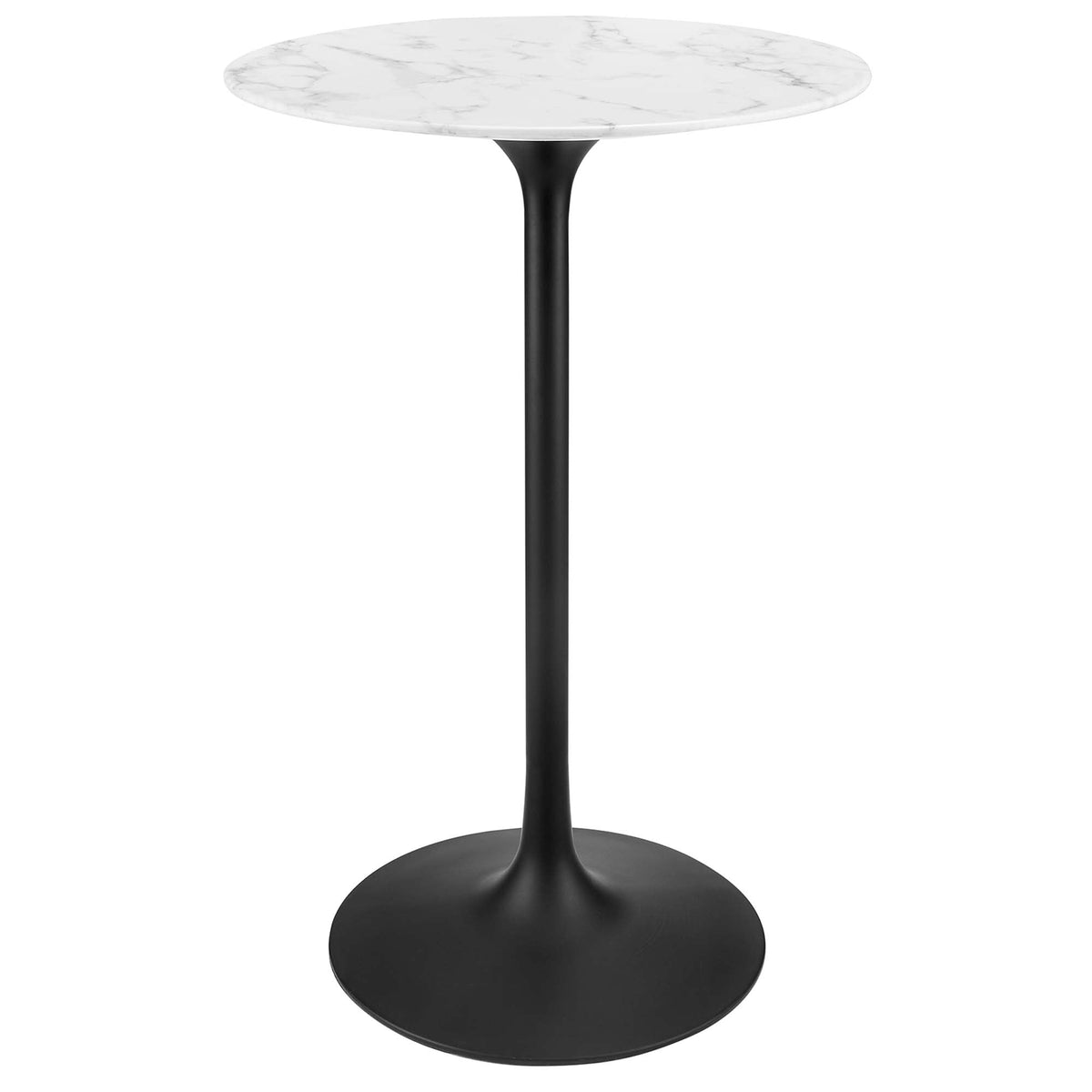 Lippa 28" Round Faux Marble Bar Table, Black White