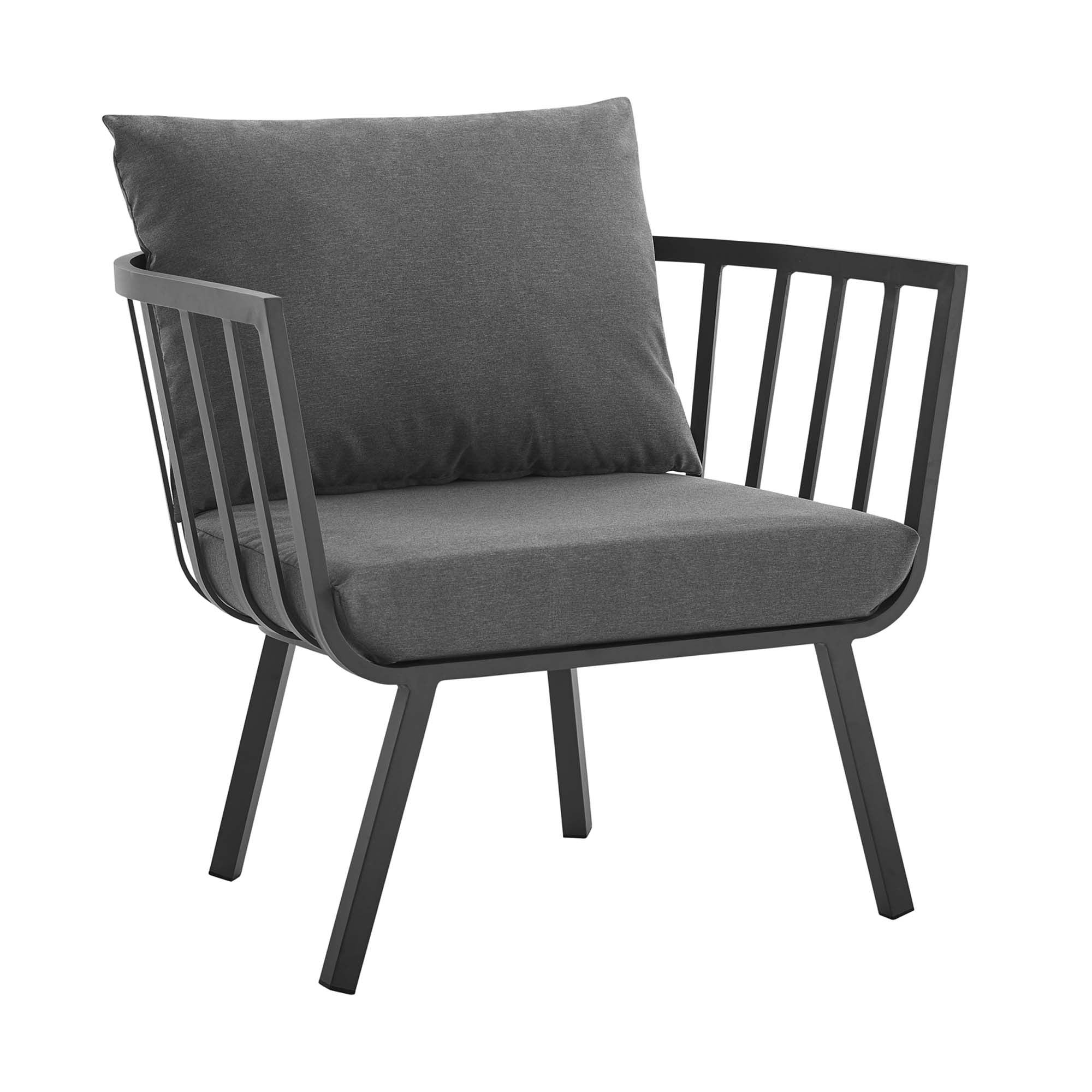 Riverside Outdoor Patio Aluminum Armchair, Gray Charcoal
