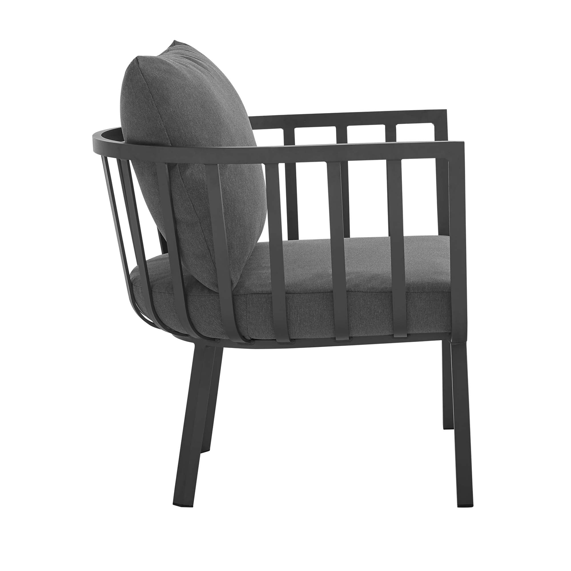 Riverside Outdoor Patio Aluminum Armchair, Gray Charcoal