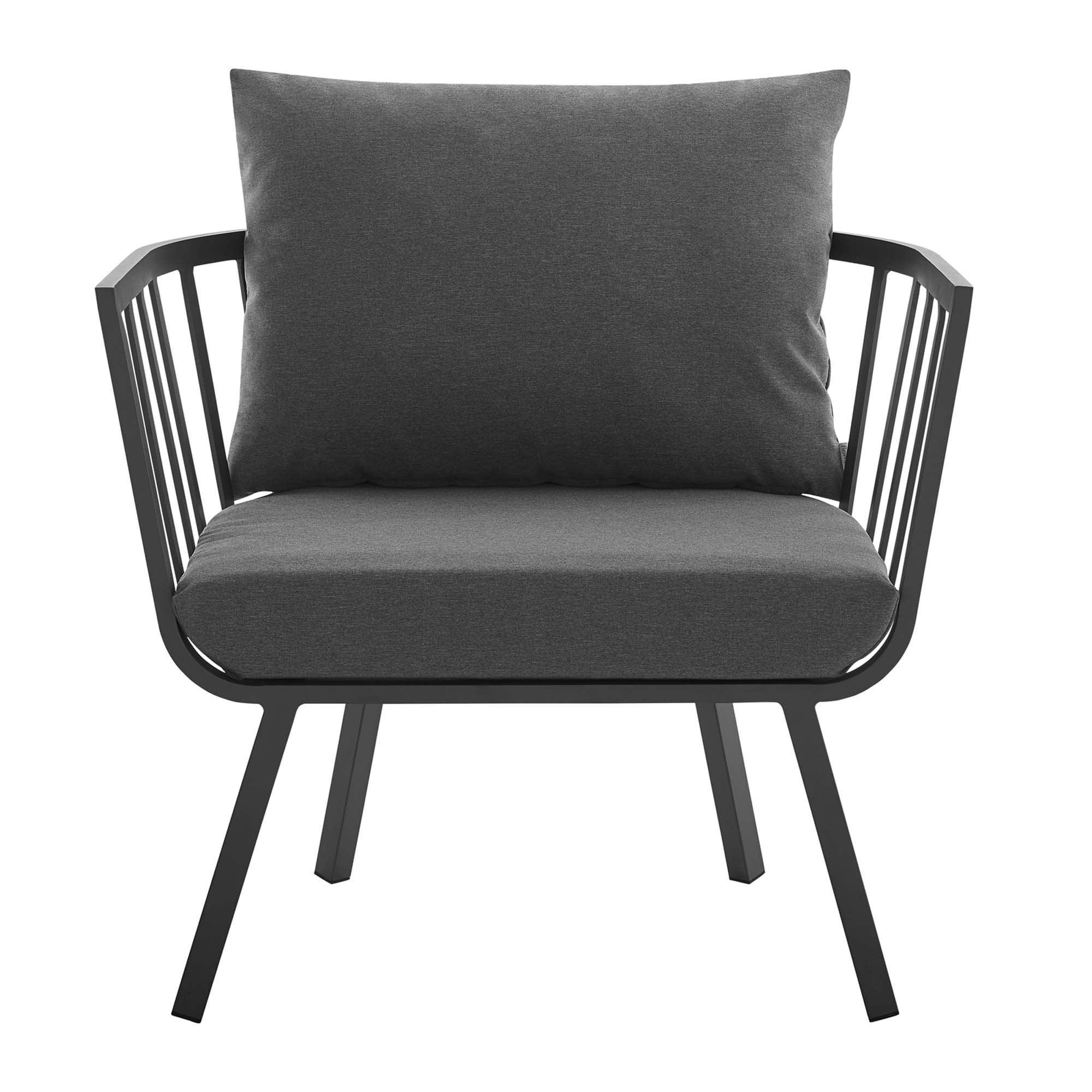 Riverside Outdoor Patio Aluminum Armchair, Gray Charcoal