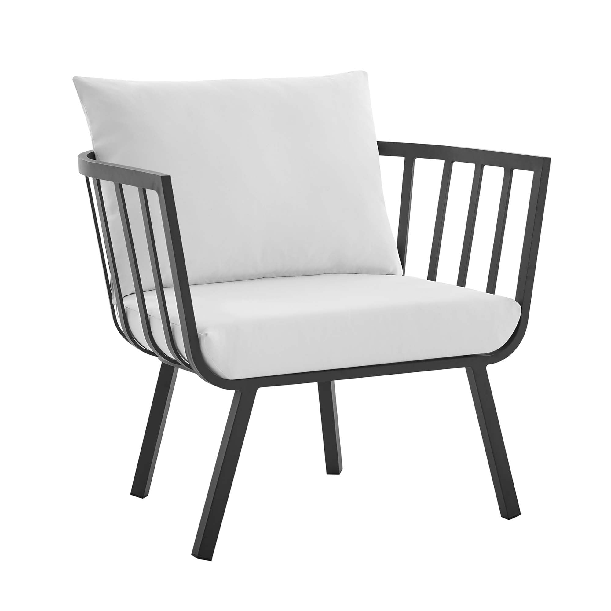 Riverside Outdoor Patio Aluminum Armchair, Gray White