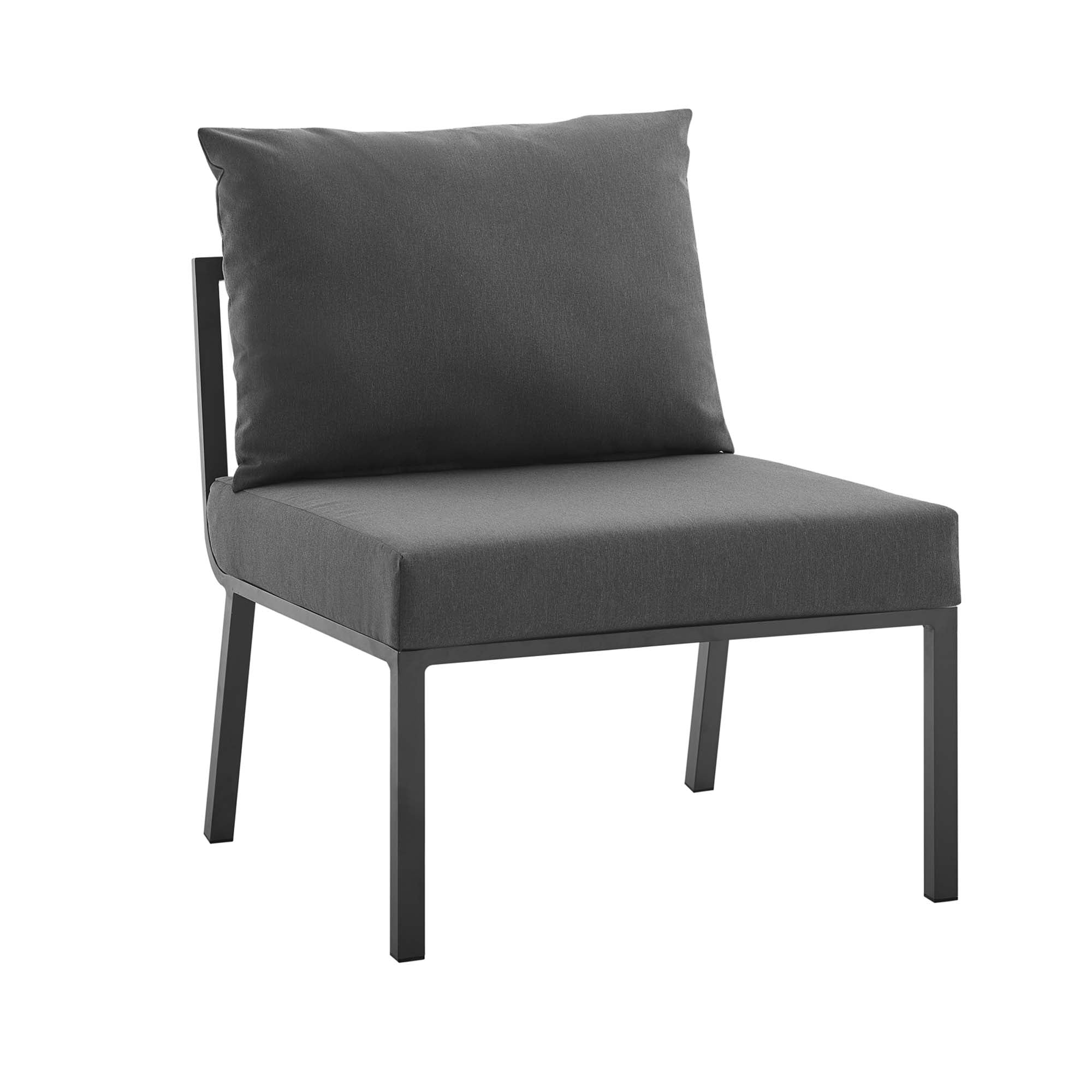 Riverside Outdoor Patio Aluminum Armless Chair, Gray Charcoal