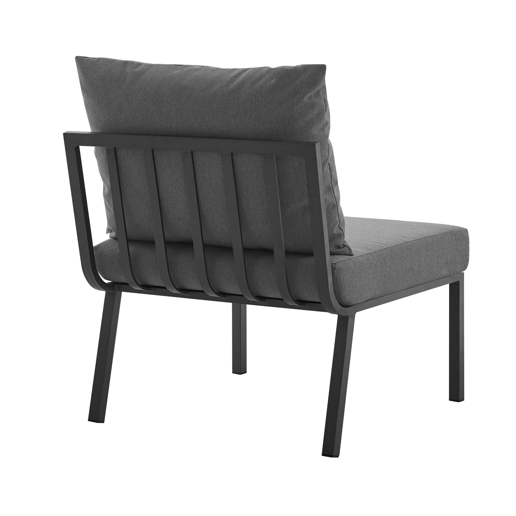 Riverside Outdoor Patio Aluminum Armless Chair, Gray Charcoal