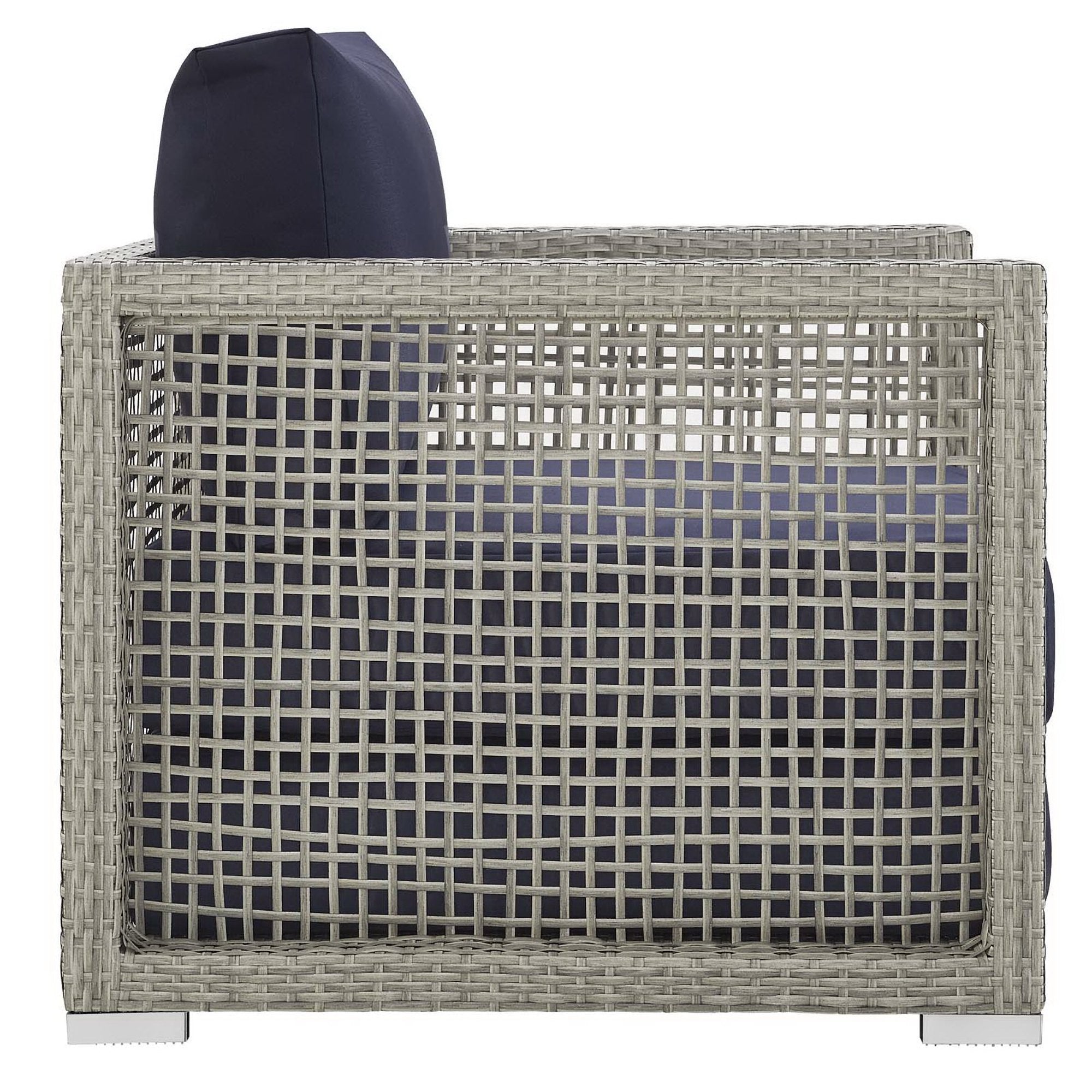 Aura 3 Piece Outdoor Patio Wicker Rattan Set, Gray Navy