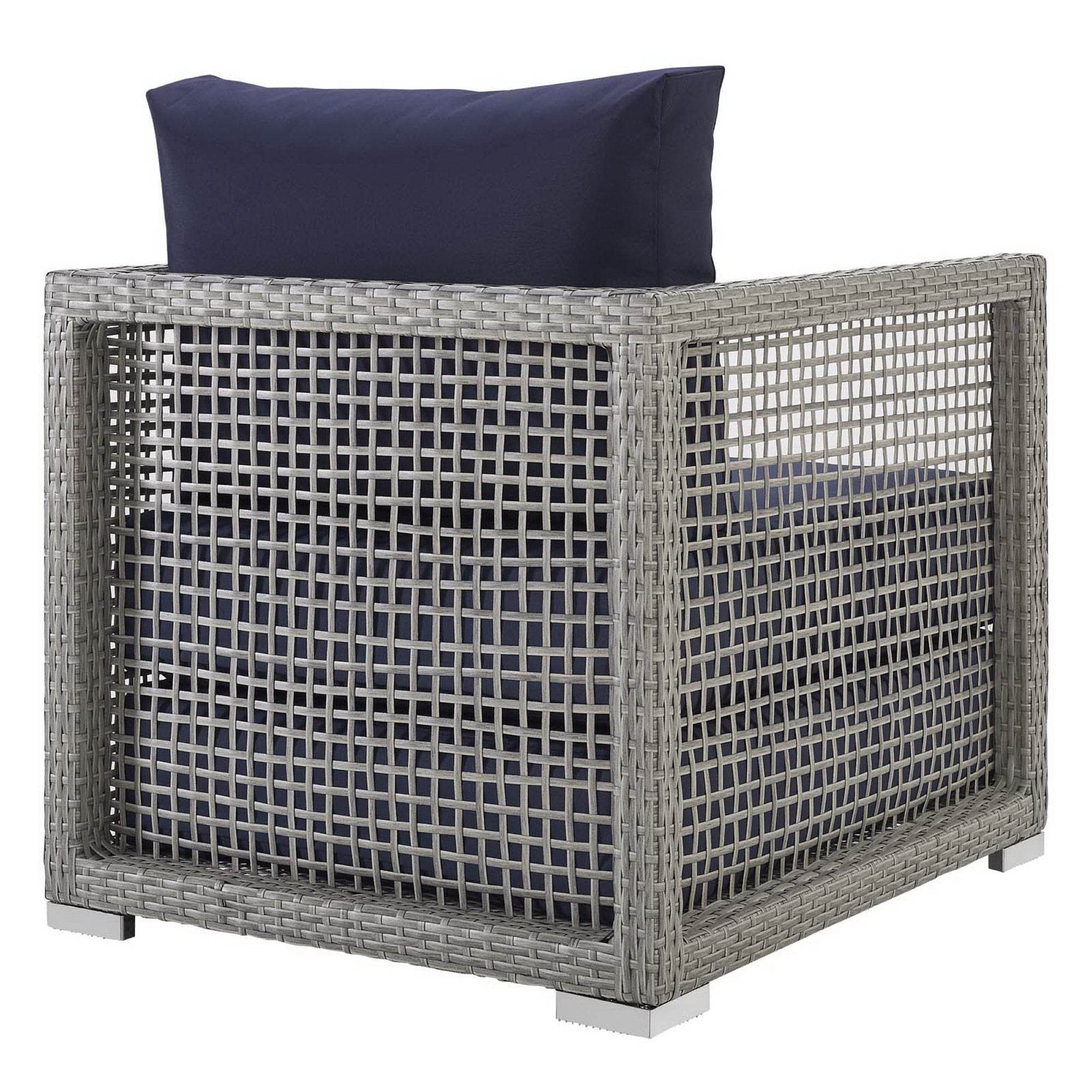 Aura 3 Piece Outdoor Patio Wicker Rattan Set, Gray Navy