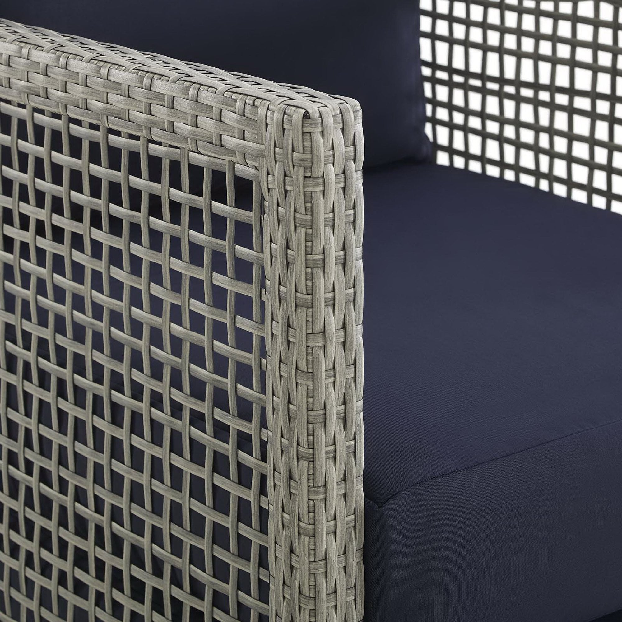 Aura 3 Piece Outdoor Patio Wicker Rattan Set, Gray Navy