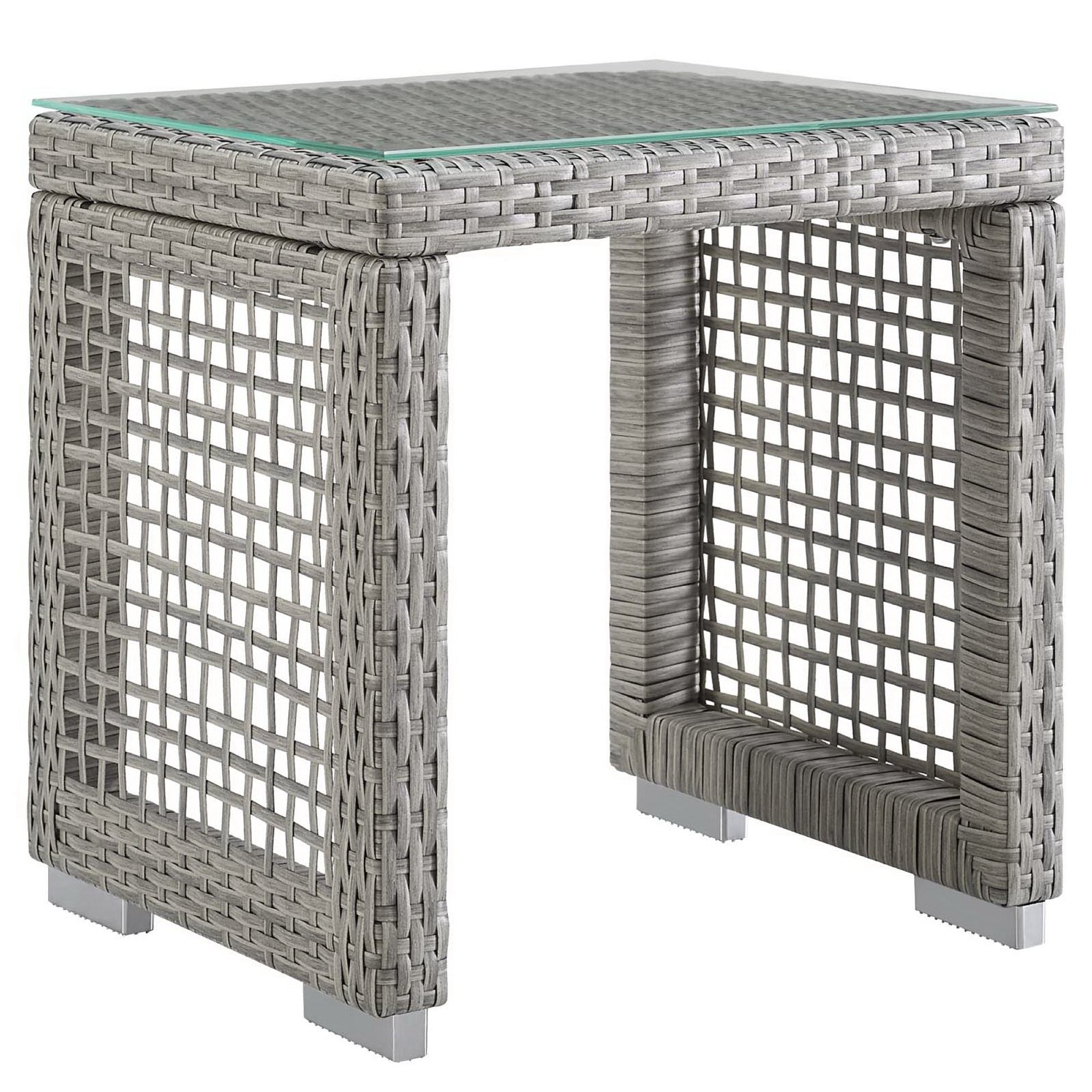 Aura 3 Piece Outdoor Patio Wicker Rattan Set, Gray Navy
